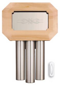 Wood and Satin Nickel Finish Wireless Long Tube Door Chime K6357