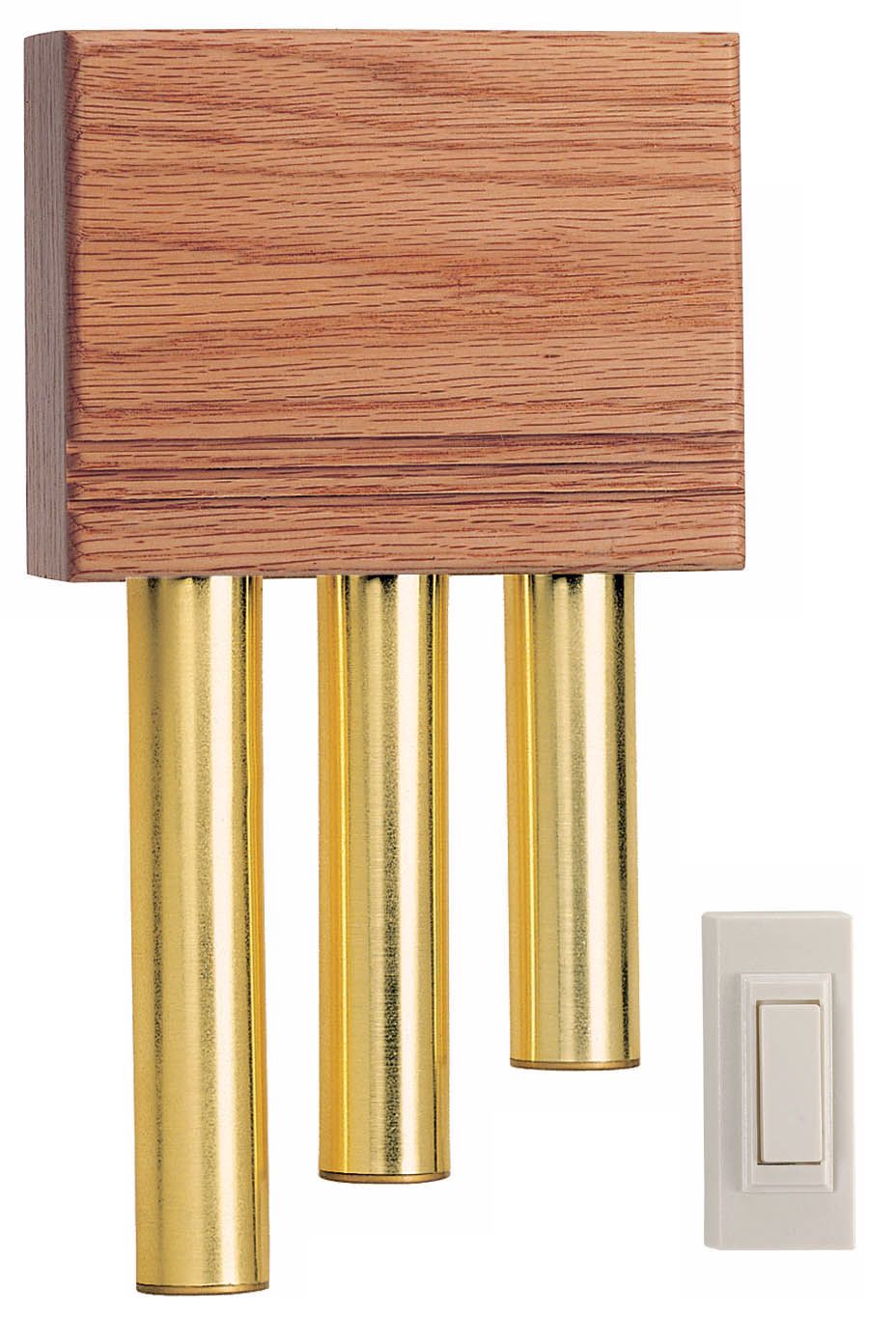 Oak Satin Brass Finish Wireless Long Tube Door Chime