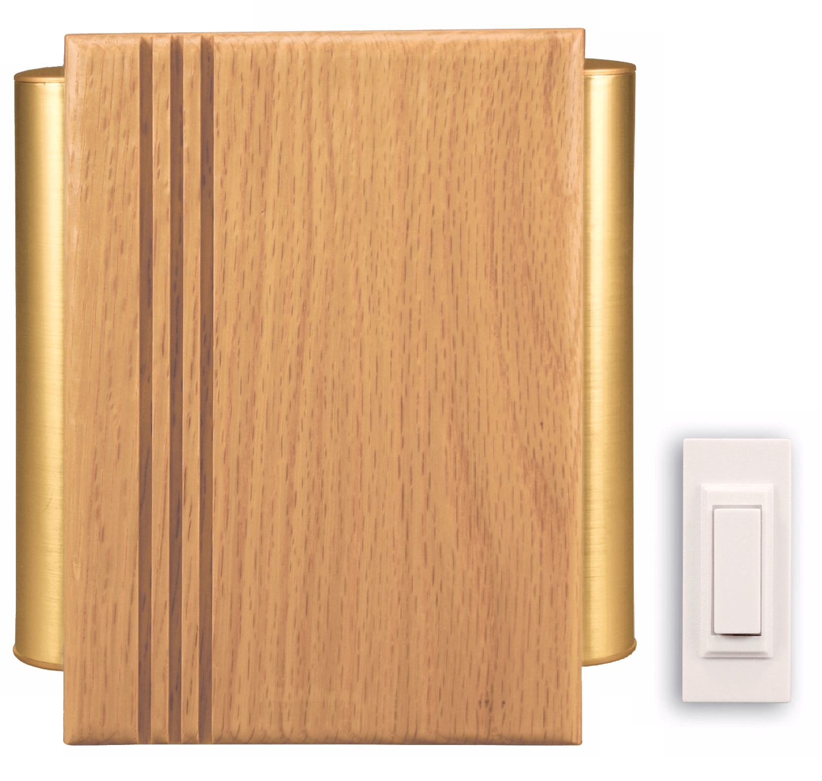 Natural Oak Finish Satin Brass Side Tube Wireless Door Chime