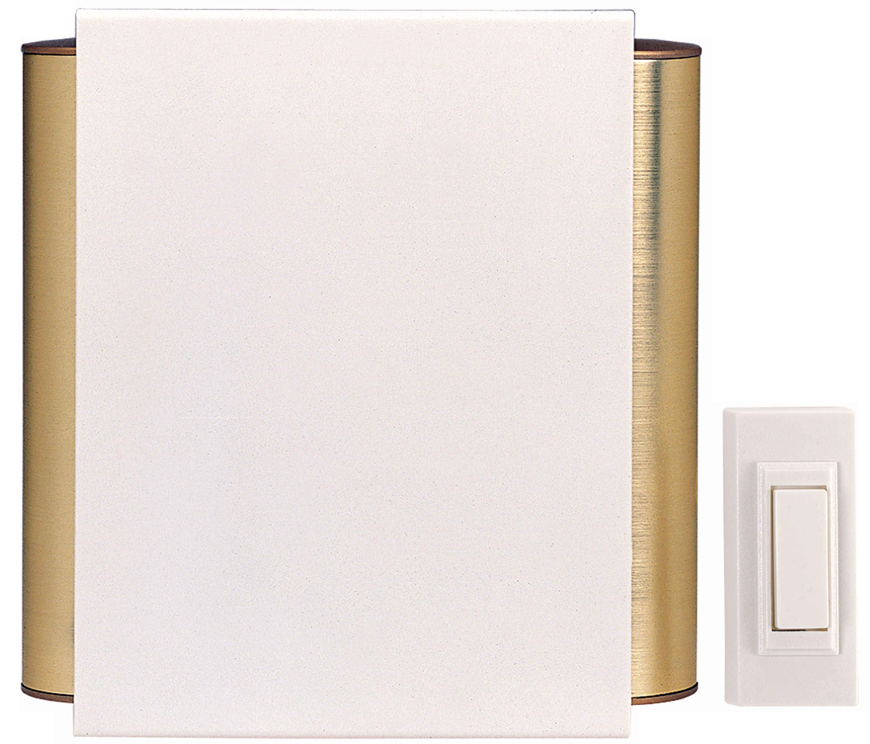 Off White Finish Satin Brass Side Tube Wireless Door Chime