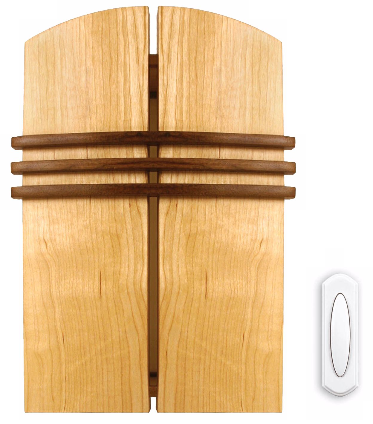 Solid Birch with Walnut Finish Accents Wireless Door Chime
