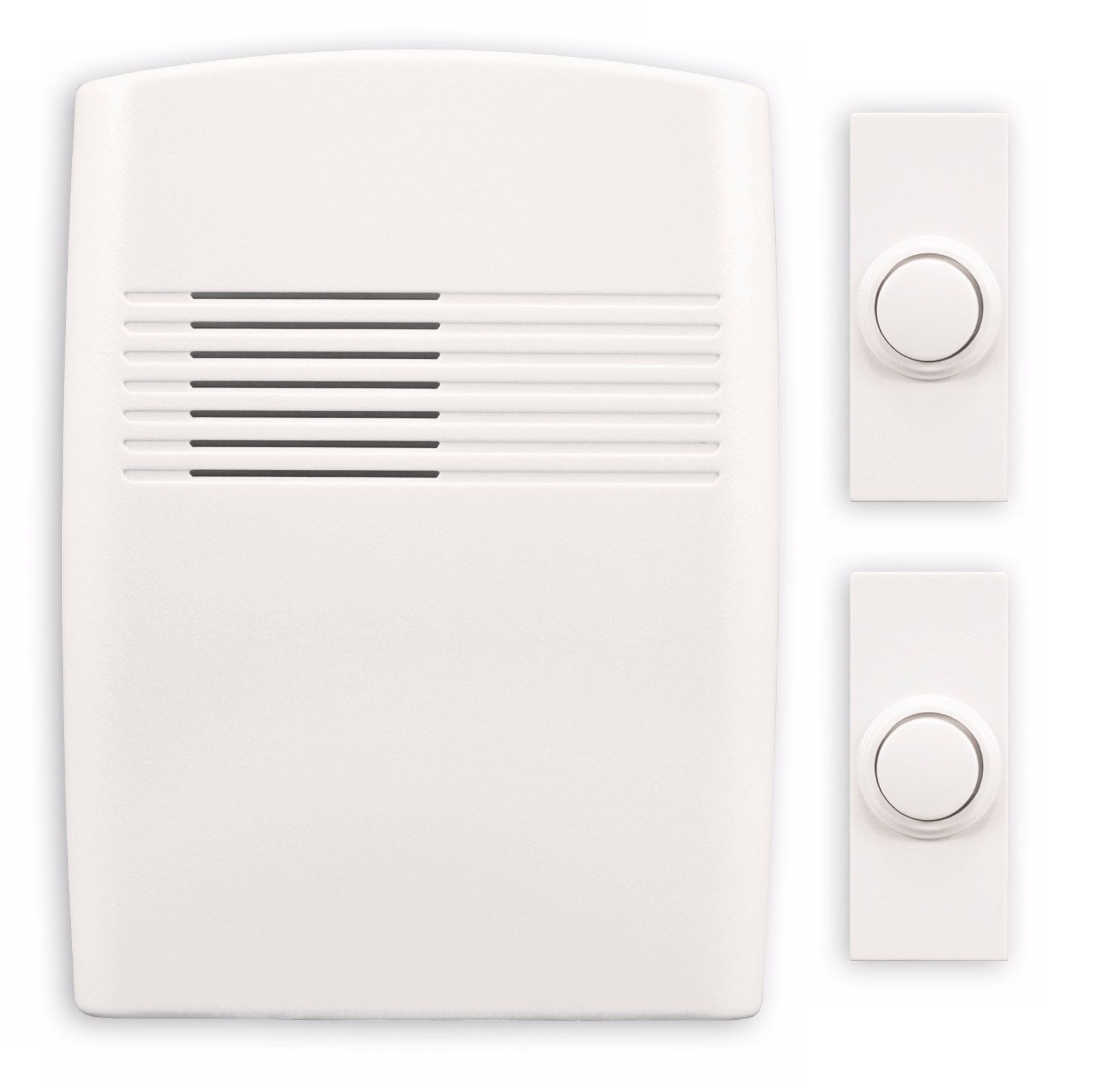 Modern White Finish Wireless 2-Button 5" Wide Door Chime