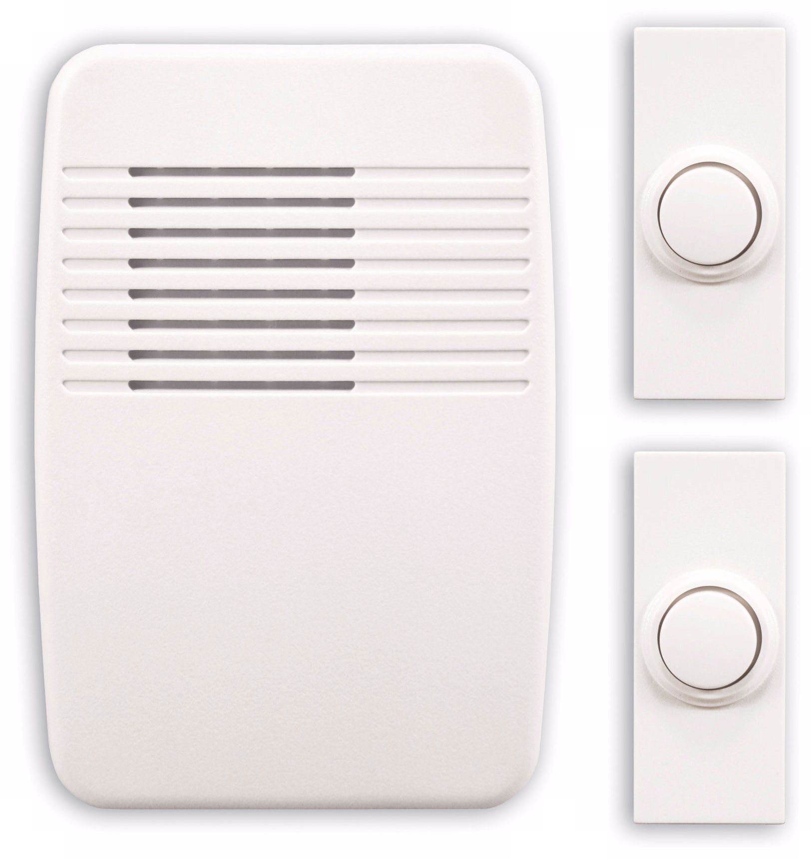 Modern White Wireless Doorbell System with Two Buttons