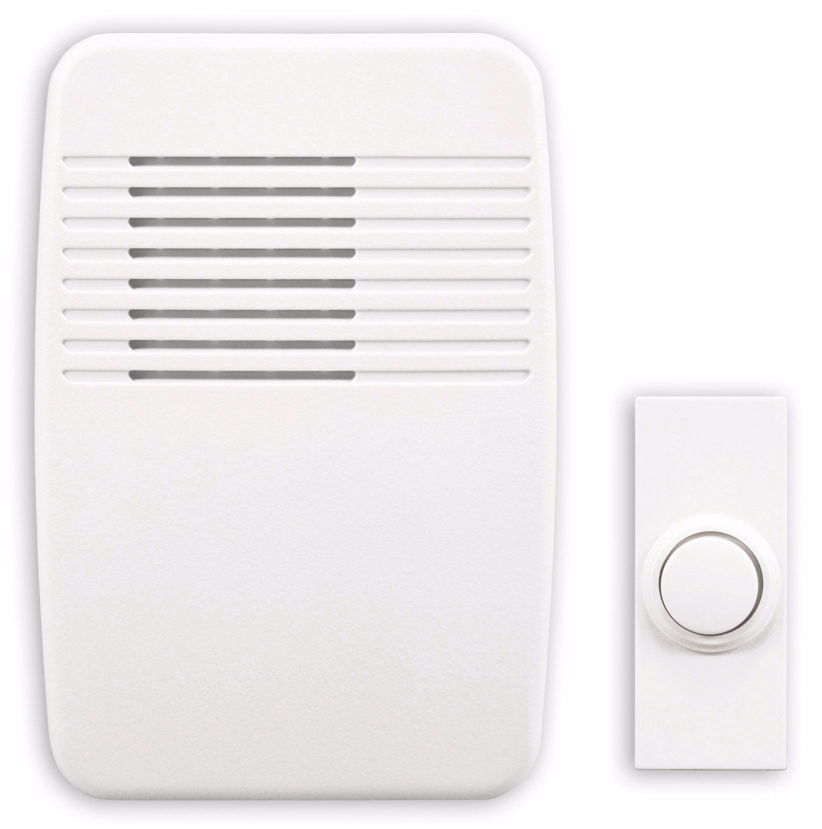 Modern White Wireless Battery Powered 3 1/2" Wide Door Chime