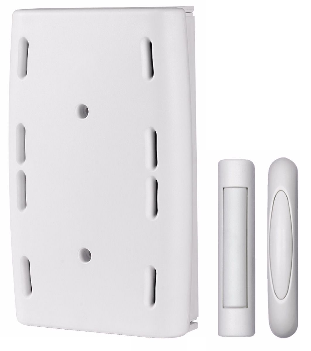 Modern White Finish Wireless 4 3/4" Wide 2-Button Door Chime