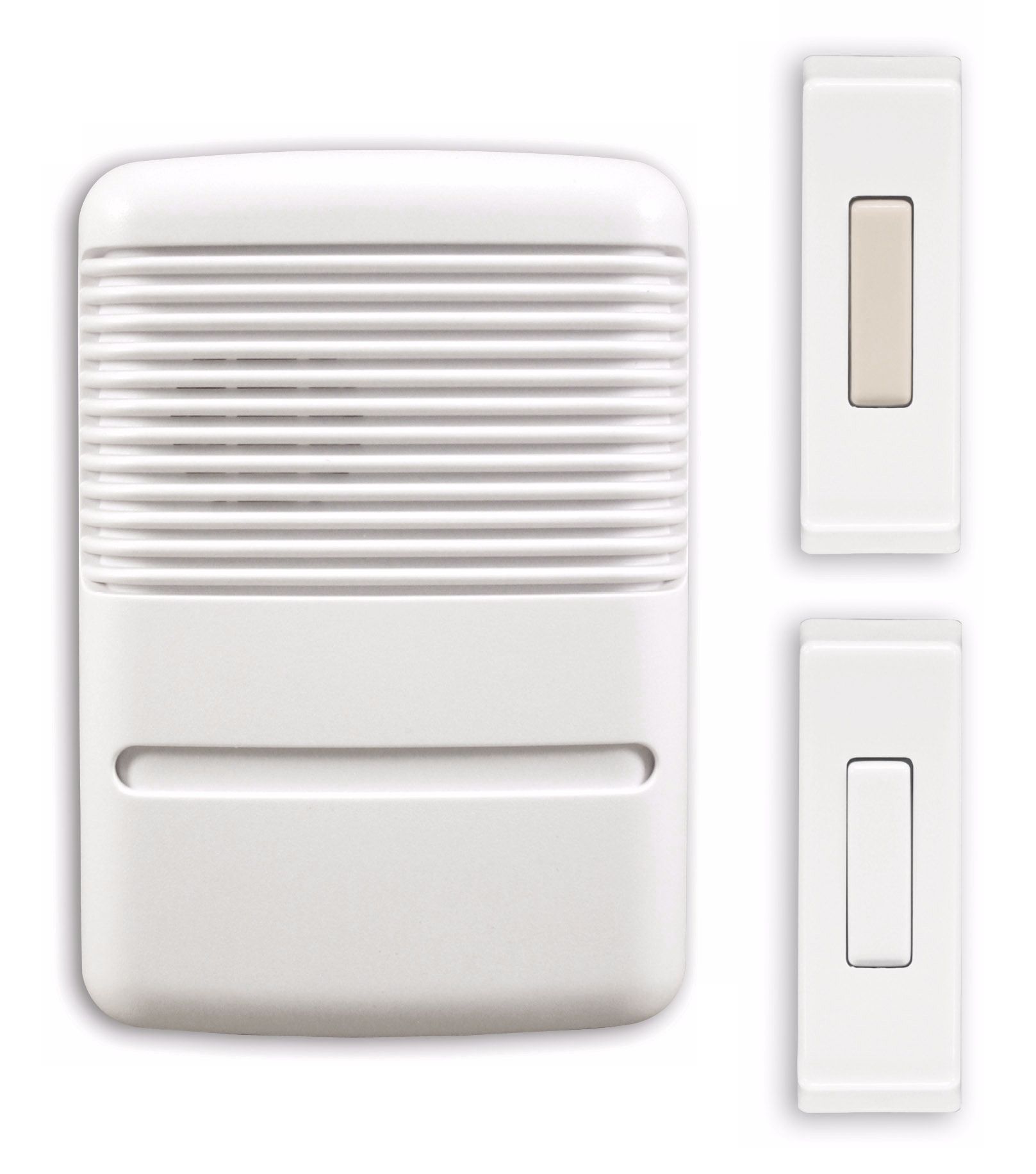 Modern White Finish Wireless 2-Button 3 1/2" Wide Door Chime