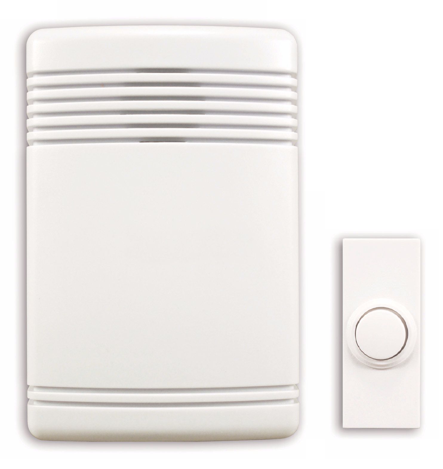 Modern White Wireless Round Button 3 1/2" Wide Door Chime