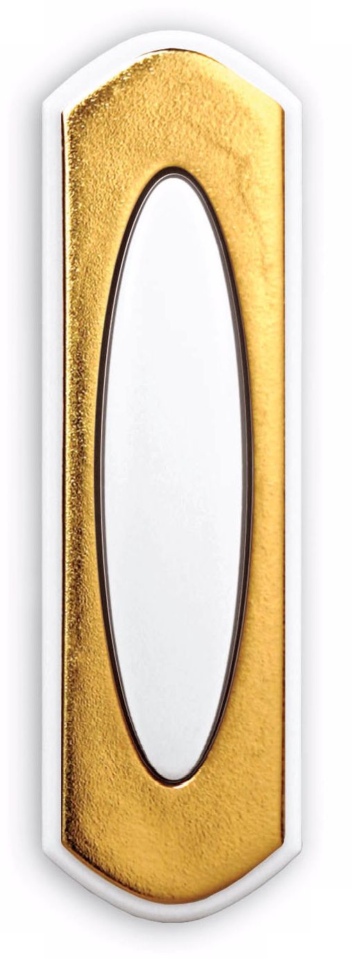 White and Brass Surface Mount Wireless Doorbell Button
