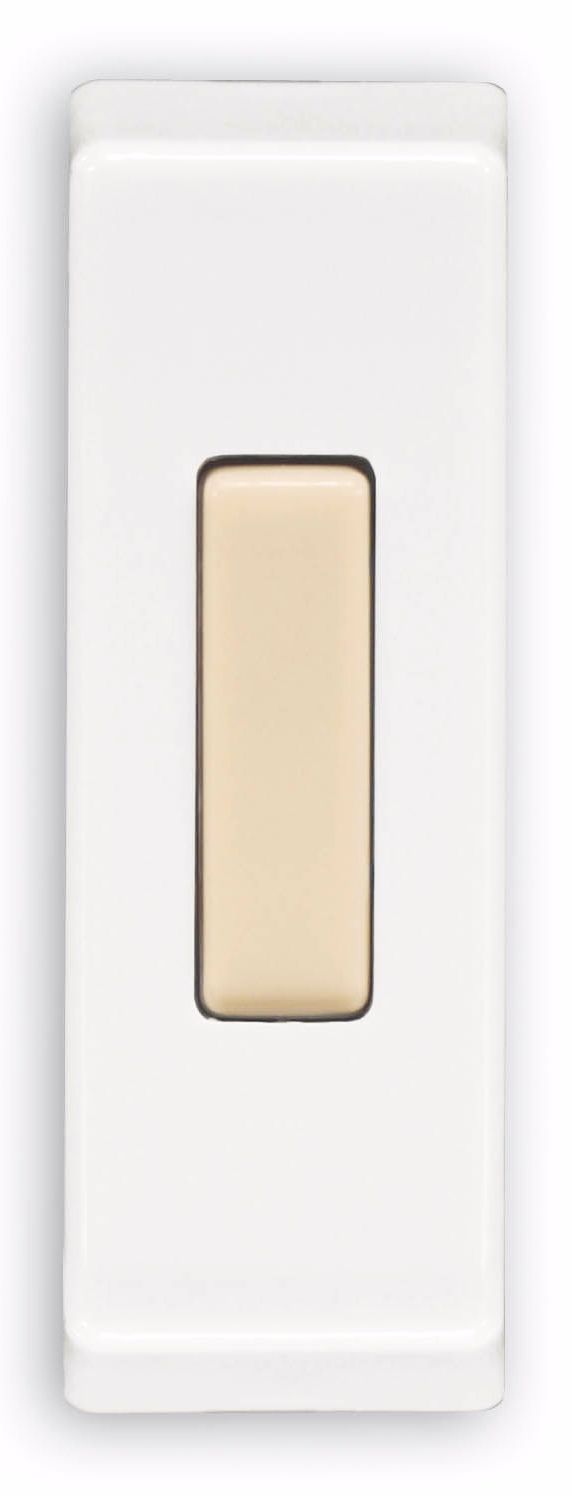 White and Beige Surface Mount Wireless Doorbell Button