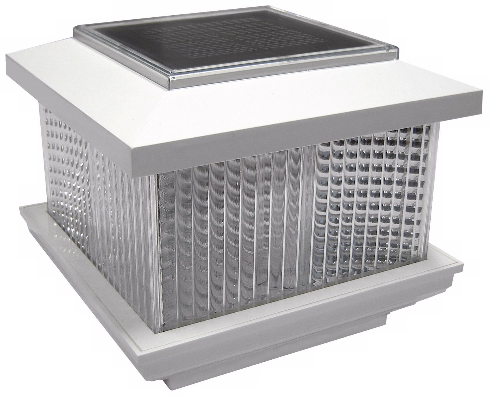 White Plastic Solar Powered LED Post Cap Fence Light