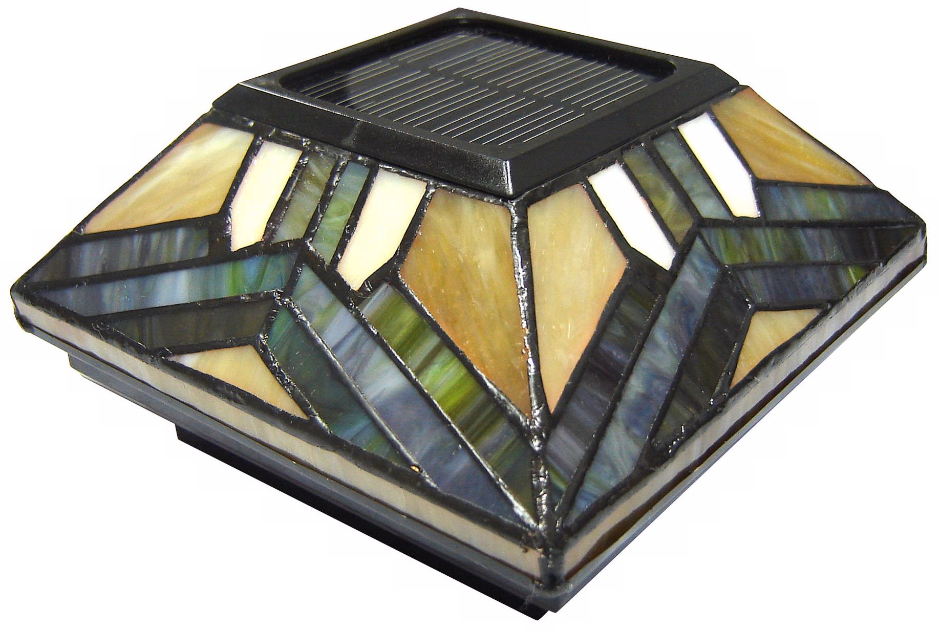 Mission Tiffany Style Solar Powered LED Post Cap Fence Light