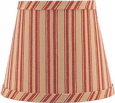 Set of 6 Cream Burgundy Stripe Shades 4x6x5.25 (Clip-On)