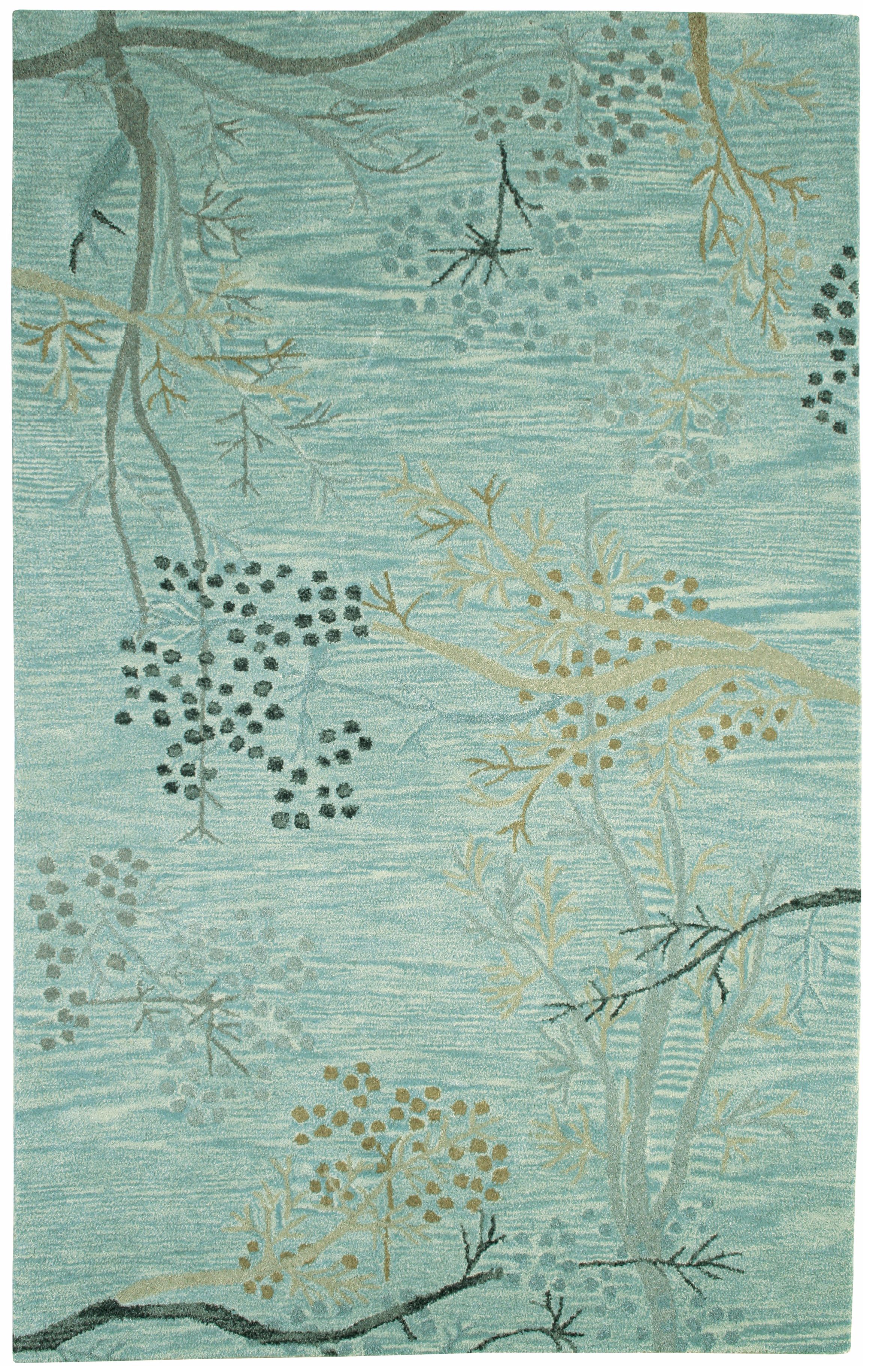 Natural Wool Collection Picnic Blue Area Rug