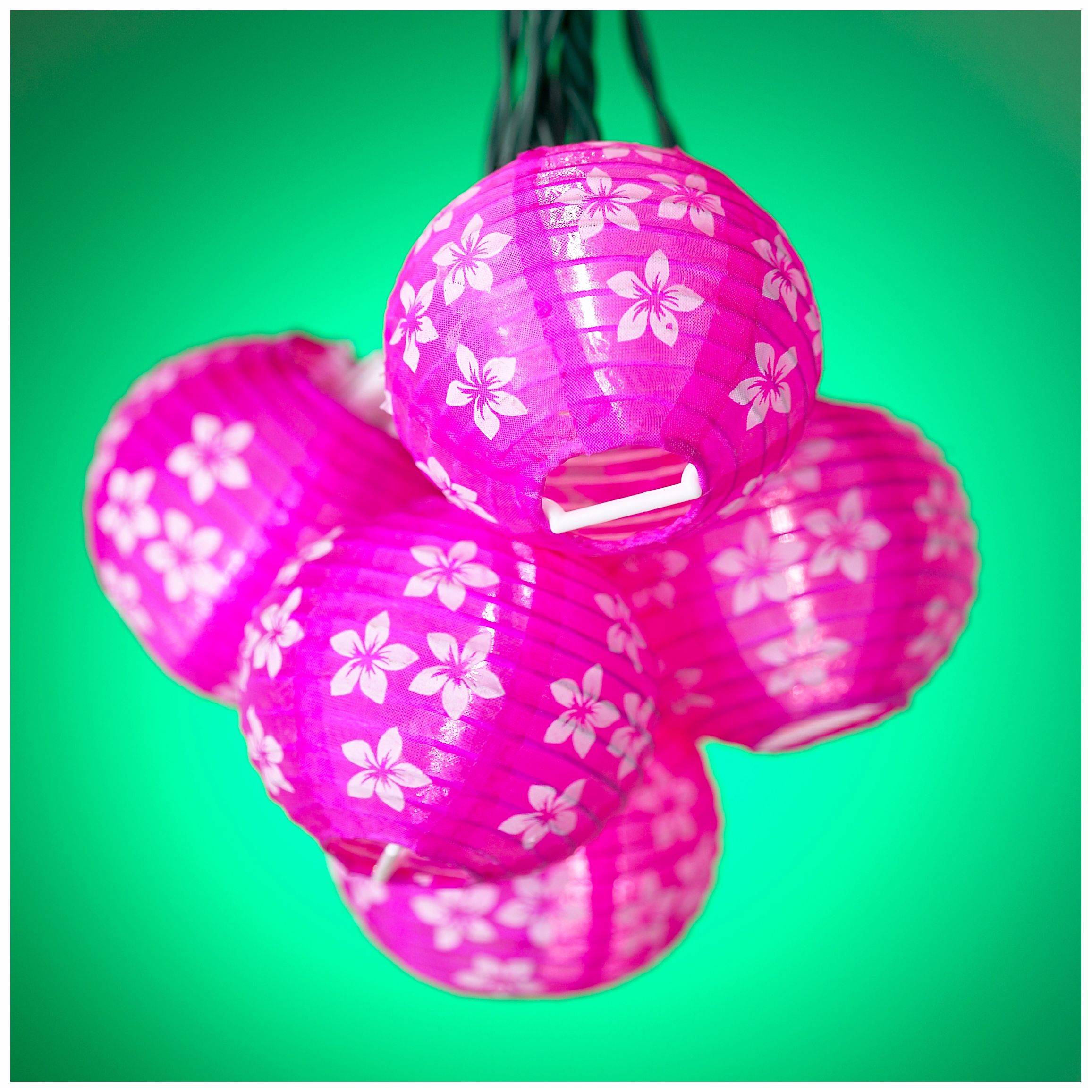 Pink Lantern Floral Patterned Party String Lights