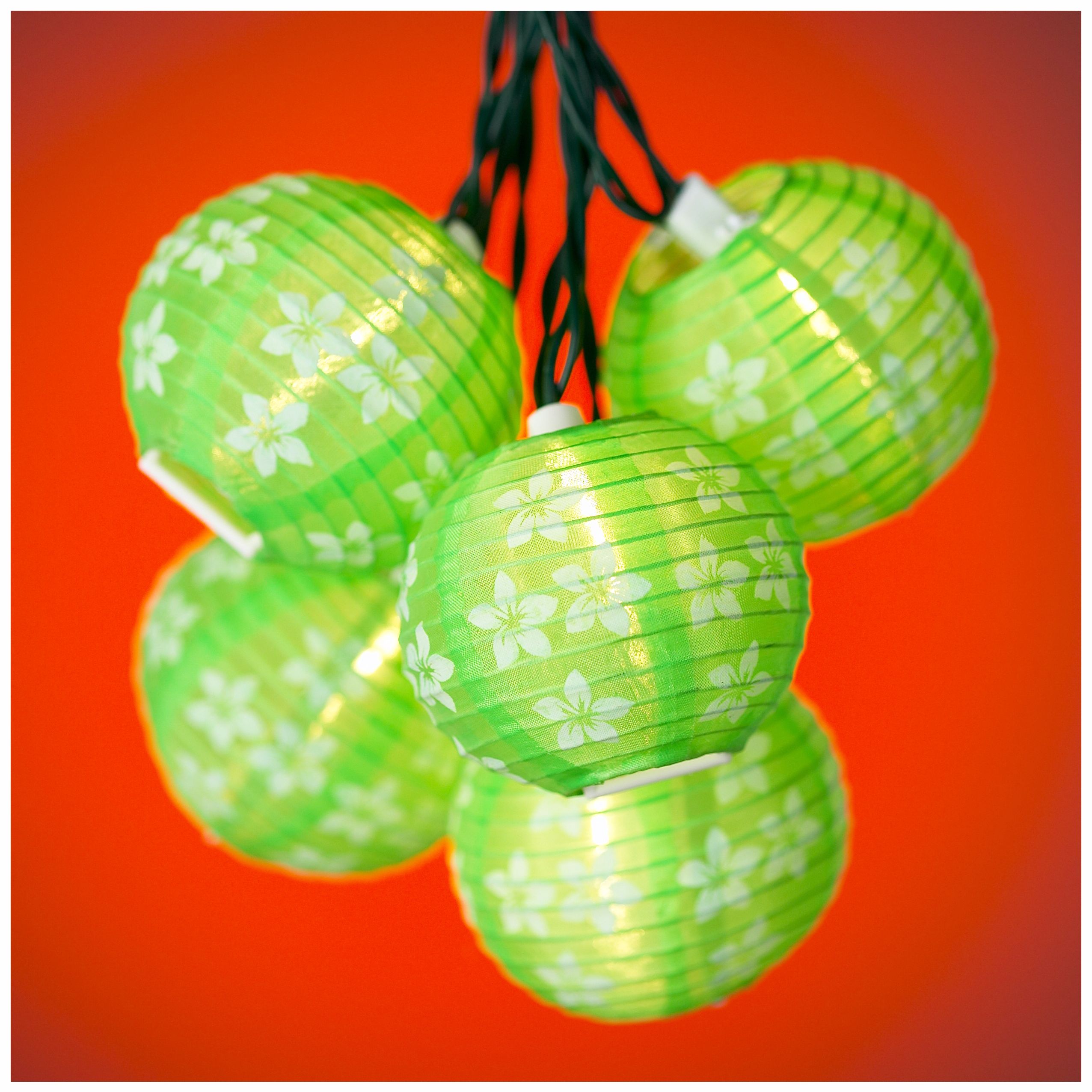 Green Lantern Floral Patterned Party String Lights