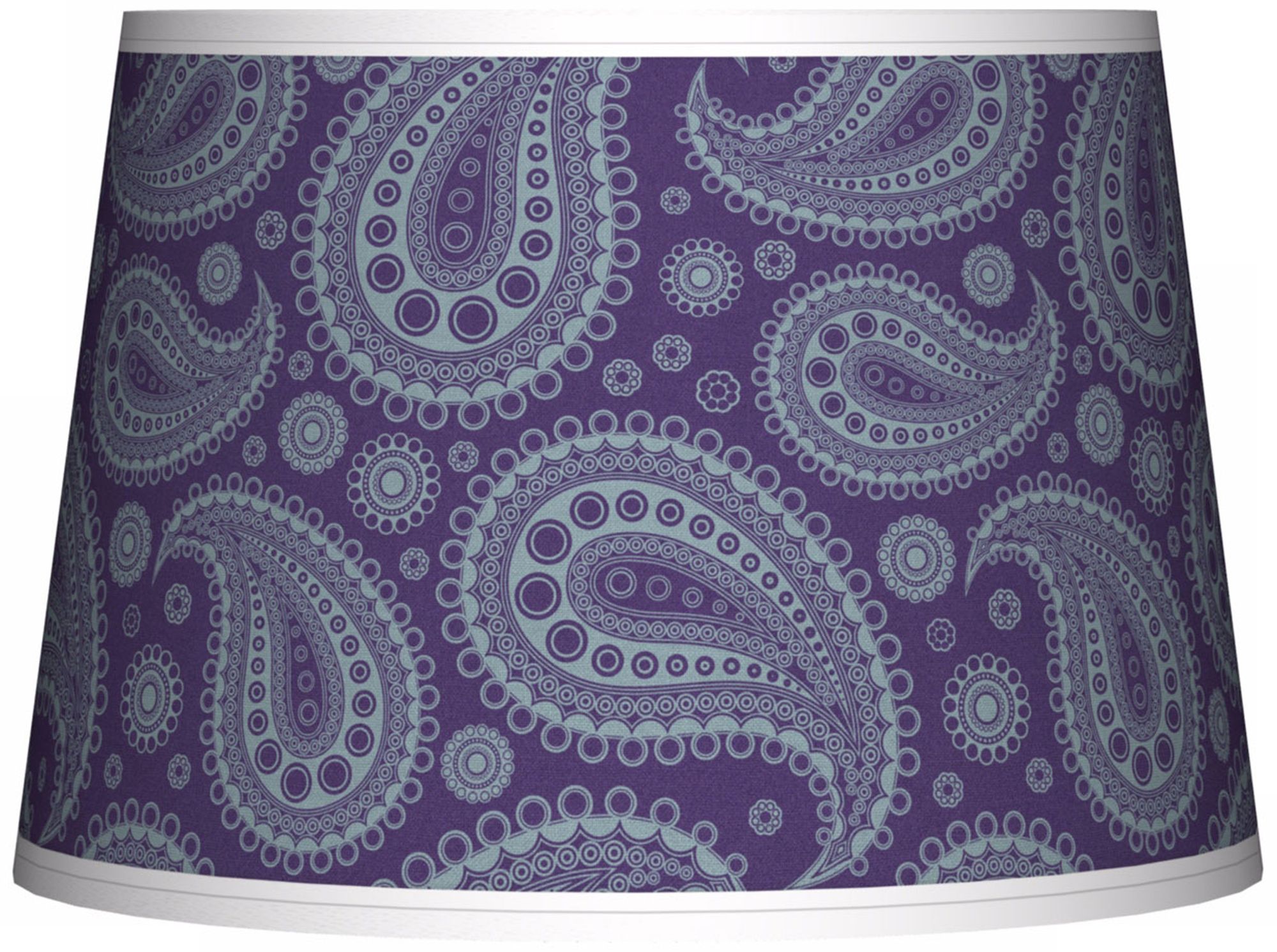 Purple Paisley Linen Tapered Lamp Shade 10x12x8 (Spider)