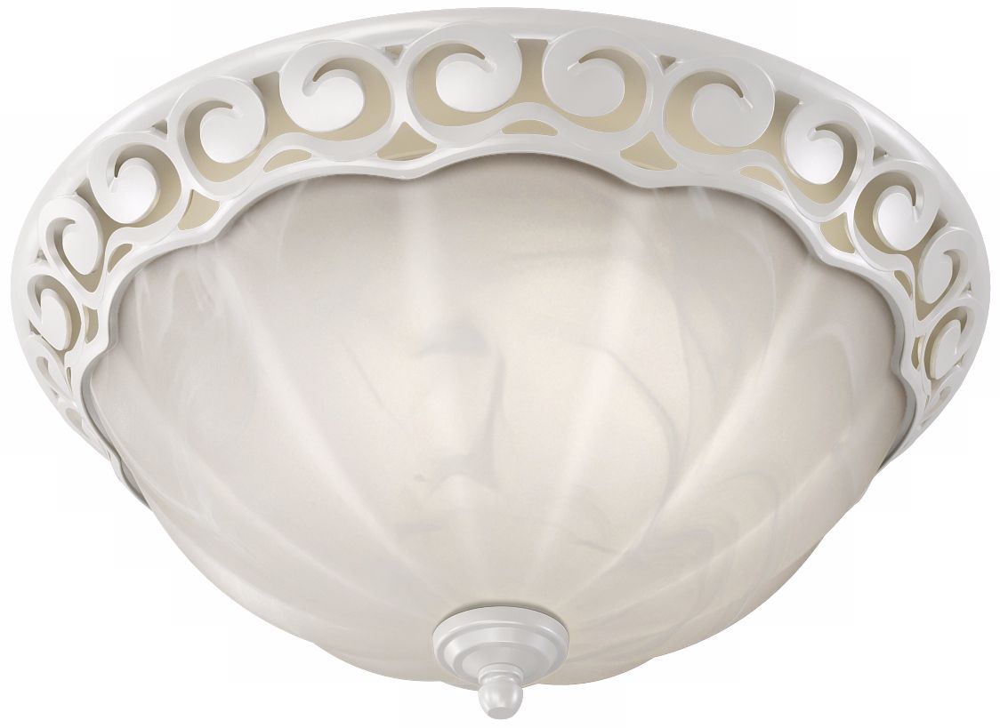 Decorative Scroll White Bathroom Fan with Light