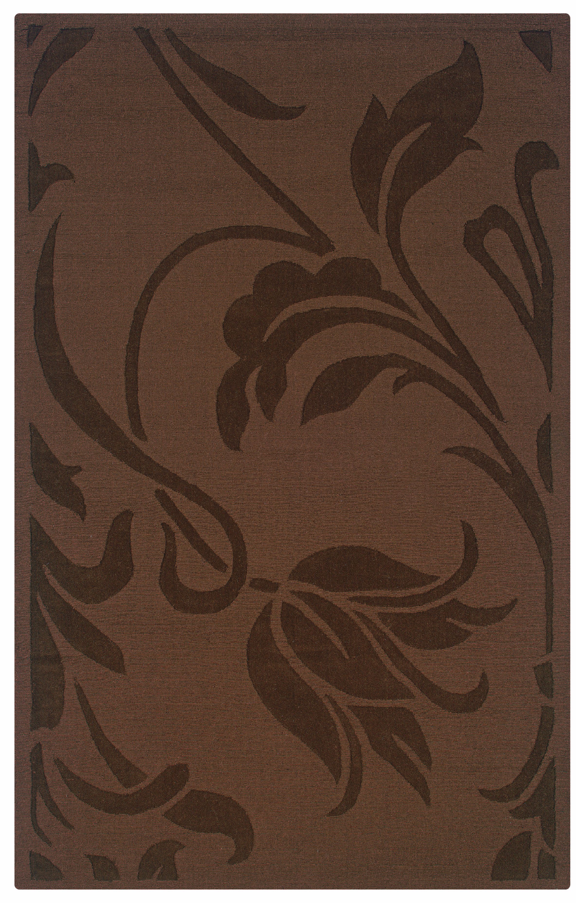 Auckland Collection Wild Tulip Chocolate Brown Wool Area Rug K7731