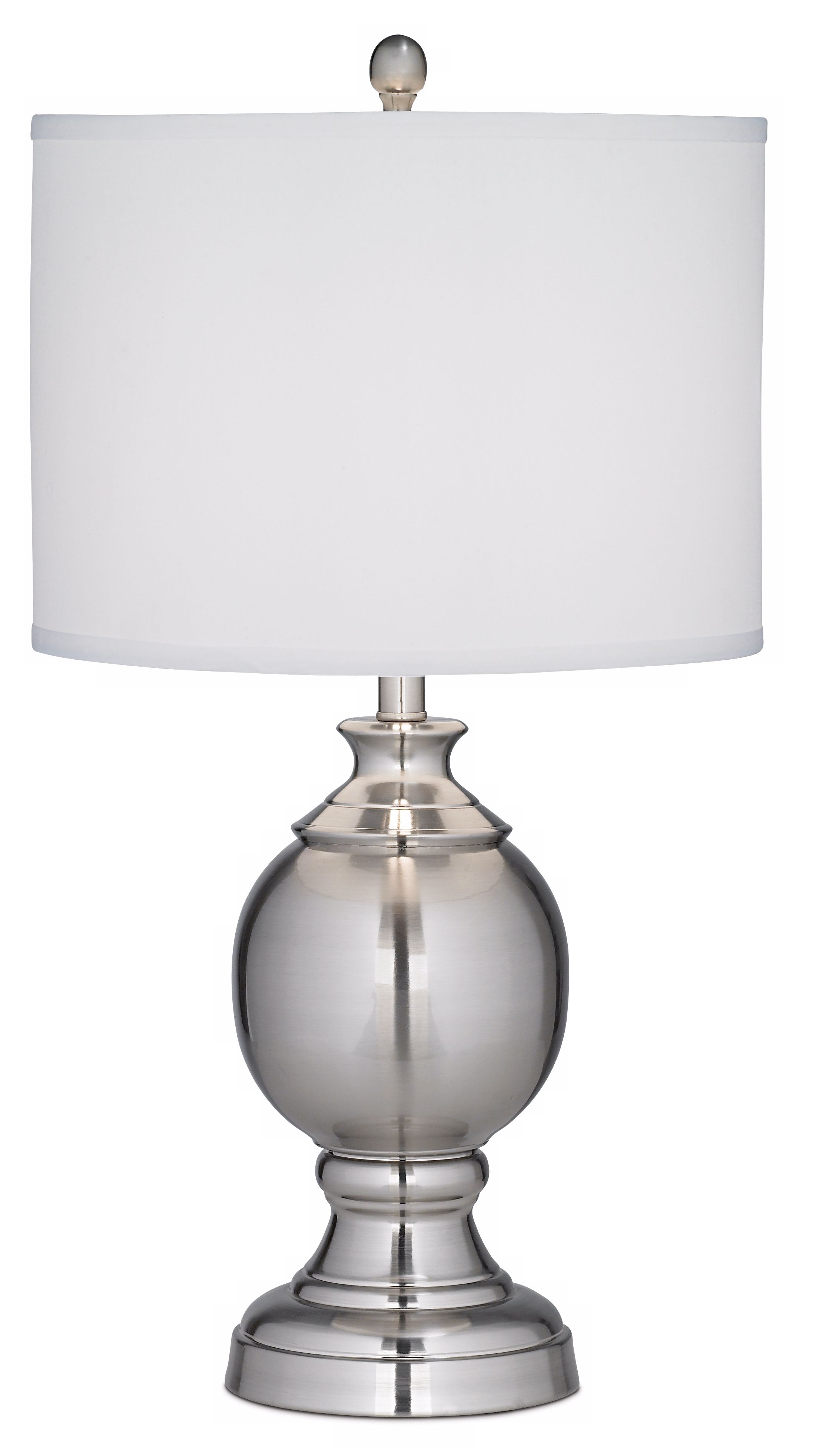 Sphere and Pedestal Brushed Steel Table Lamp