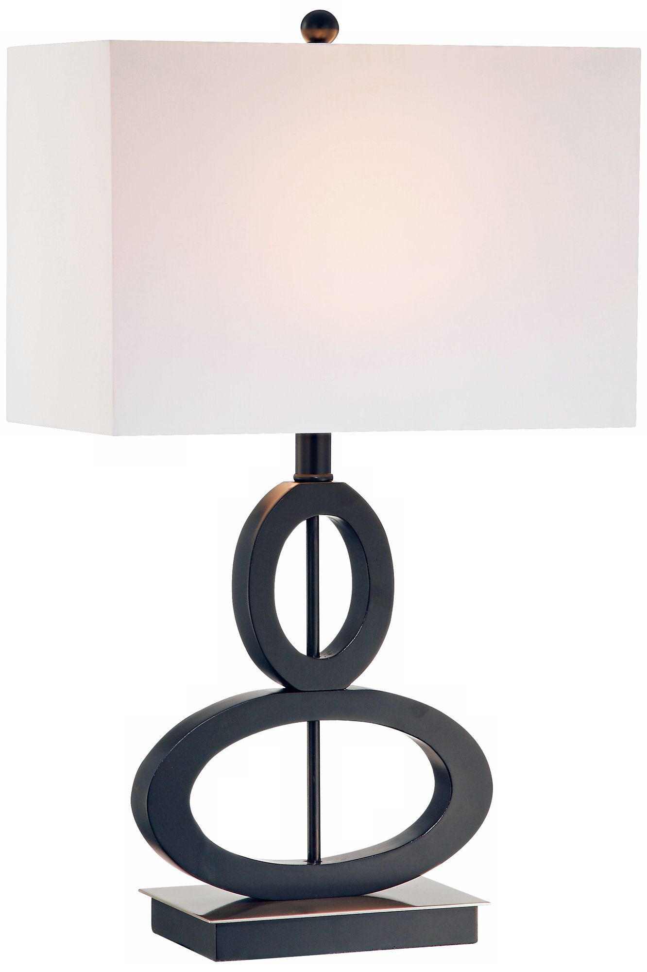 Black and Satin Steel Asymmetrical Ovals Table Lamp