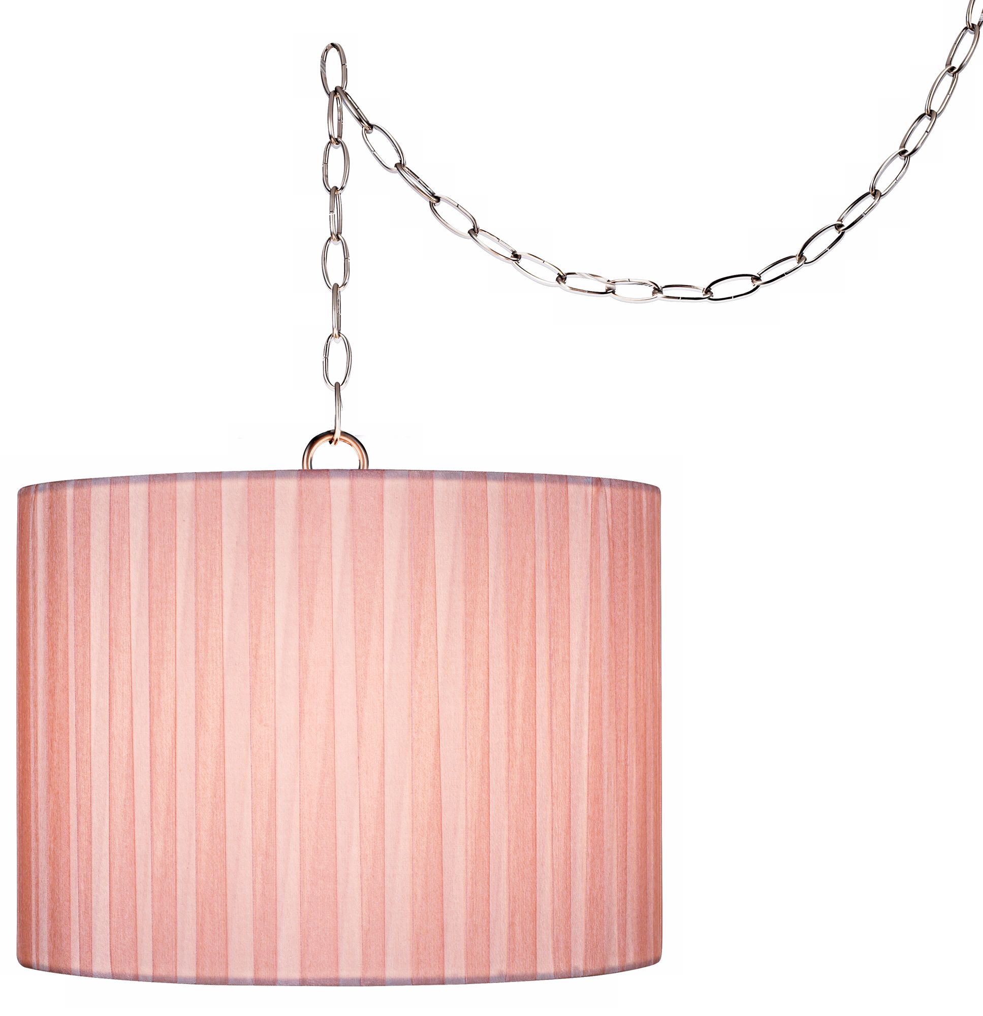 Pink Ribbon Swag Style Plug-In Chandelier