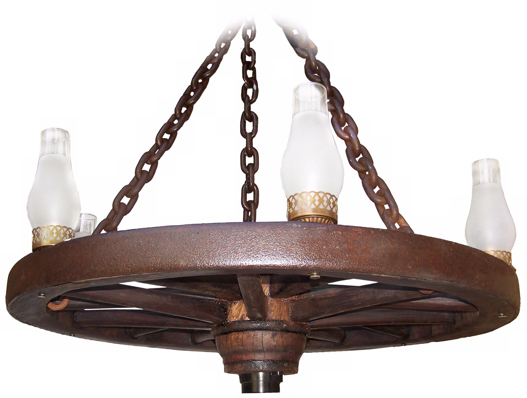 Amberwood Frosted Hurricanes 24" Wagon Wheel Chandelier