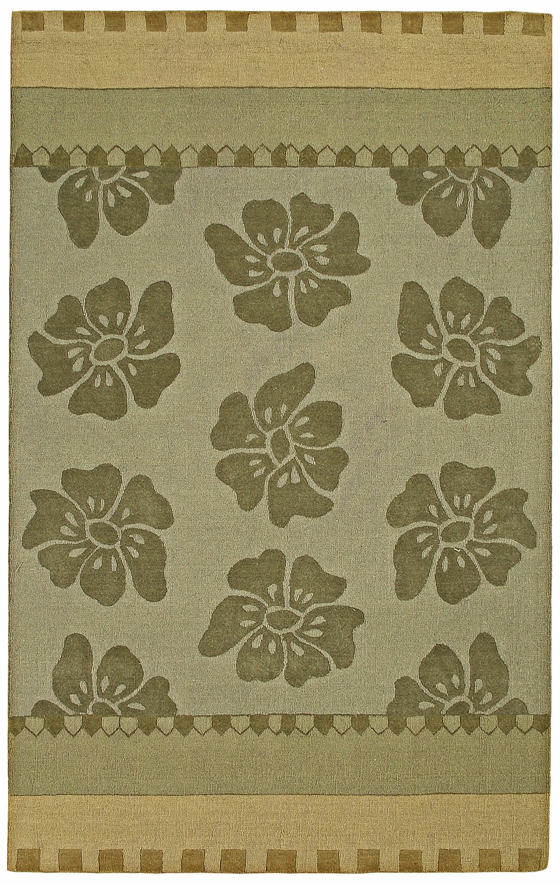 Auckland Collection Sage Floral Wool Area Rug