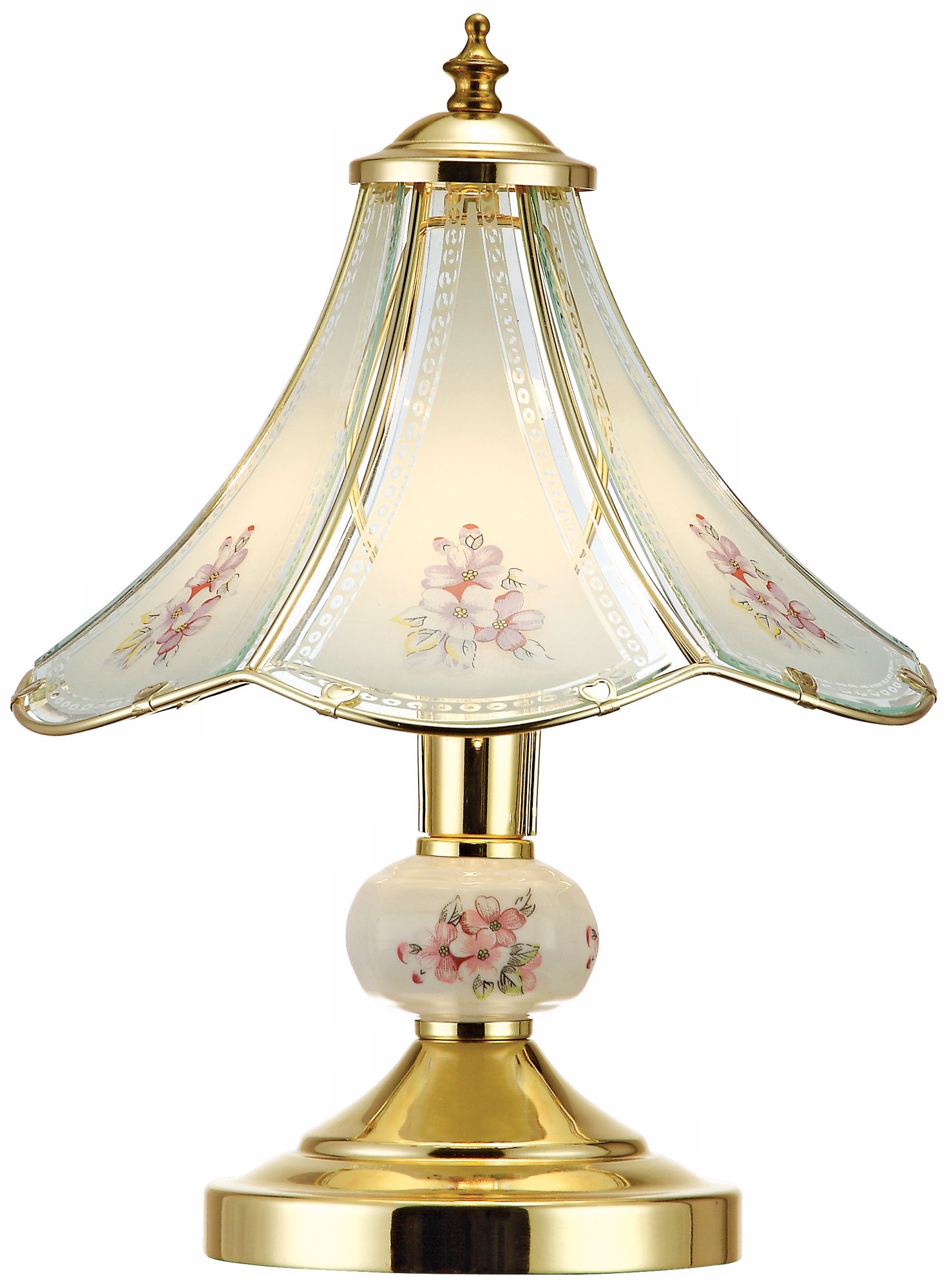 Flower Bouquet Polished Brass Touch Table Lamp