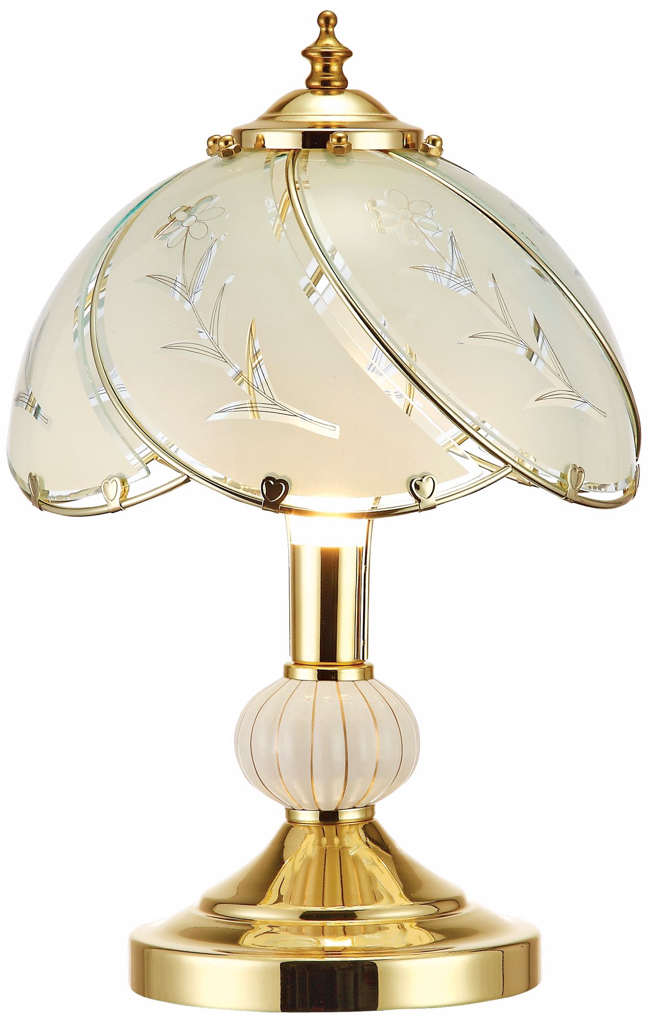 Polished Brass Touch Table Lamp with Brass Key Finial