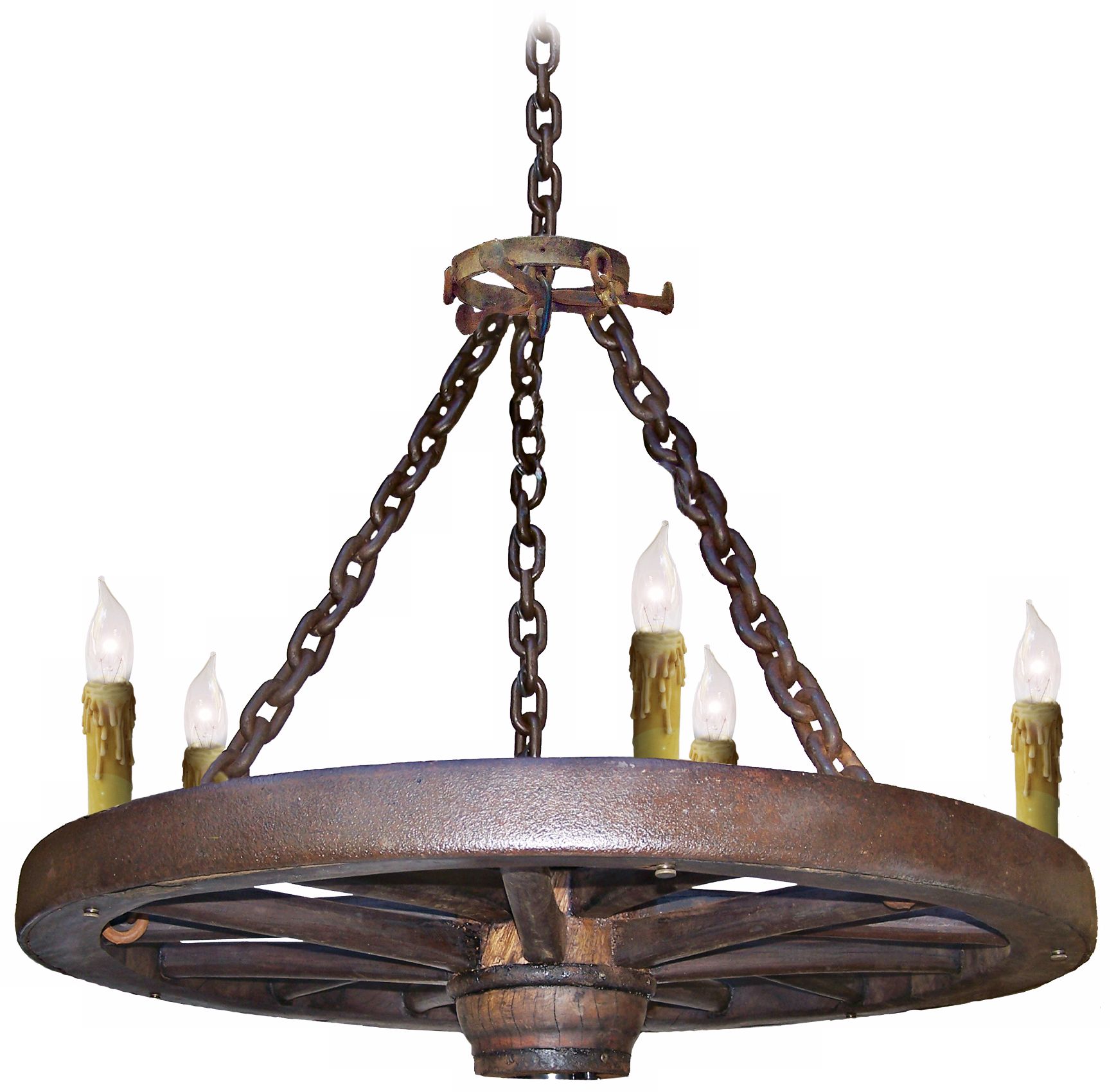 Amberwood Candelabra Style 36" Wagon Wheel Chandelier