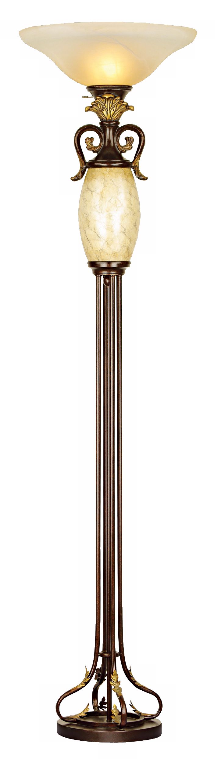 Worchester Ivory Font and Painted Glass Torchiere Floor Lamp