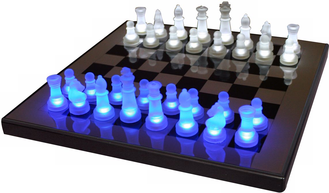 LED Glow Blue and White Chess Set