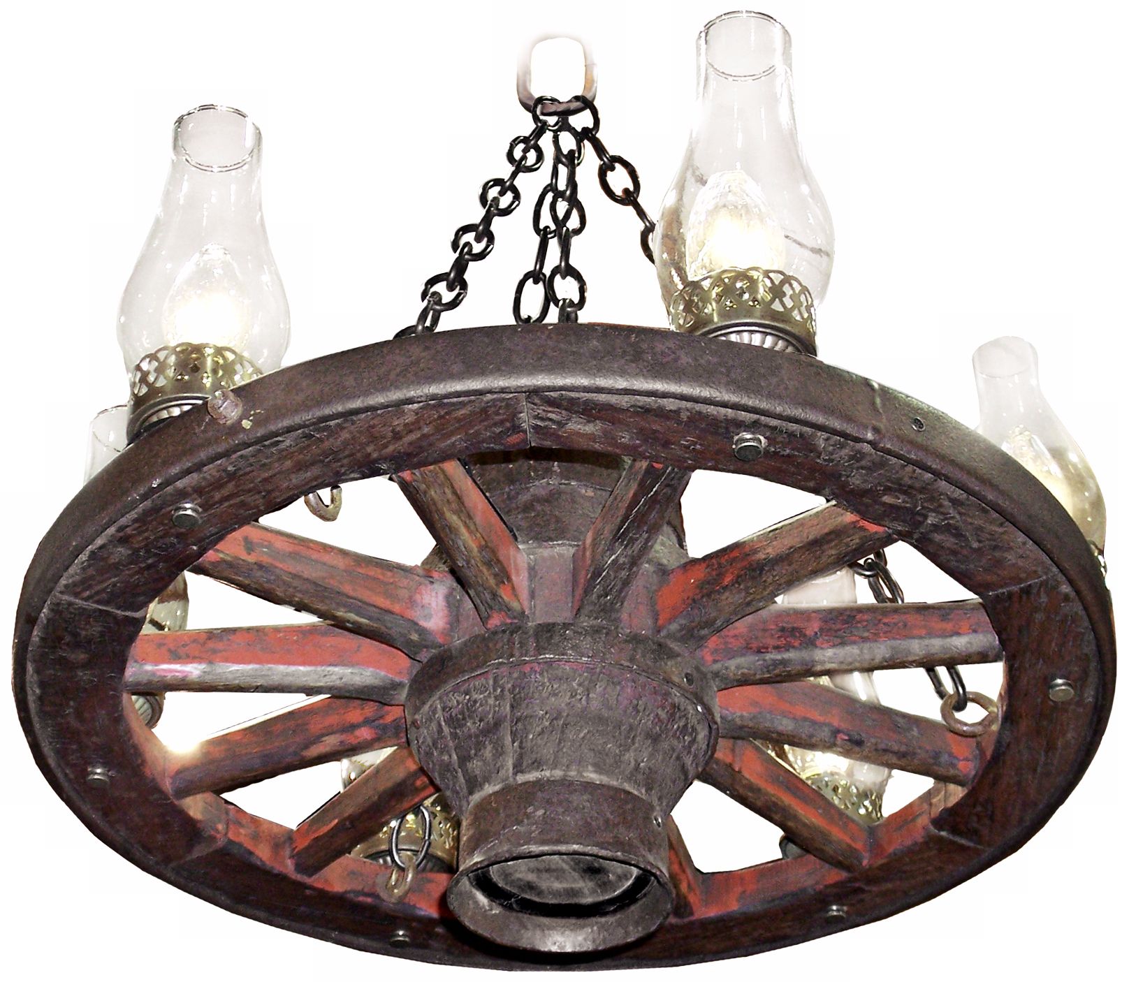 Amberwood Clear Hurricanes 24" Wagon Wheel Chandelier