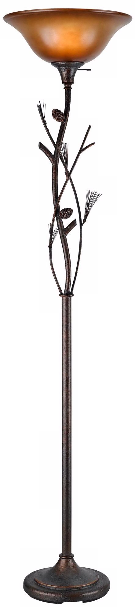 Pine Cone Bronze Finish Torchiere Floor Lamp