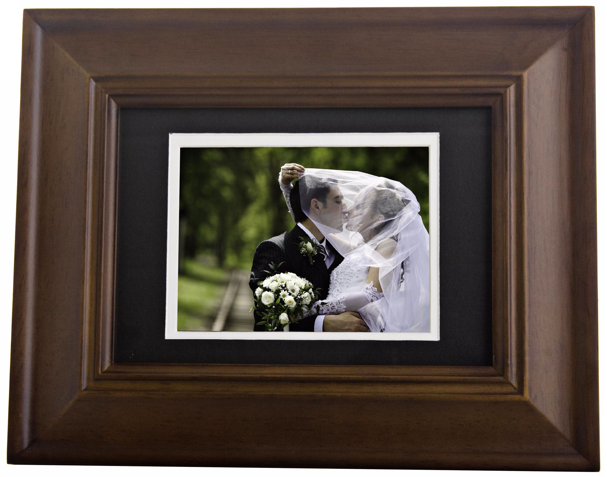 Tao Electronics Beveled Mahogany Wood Digital Photo Frame