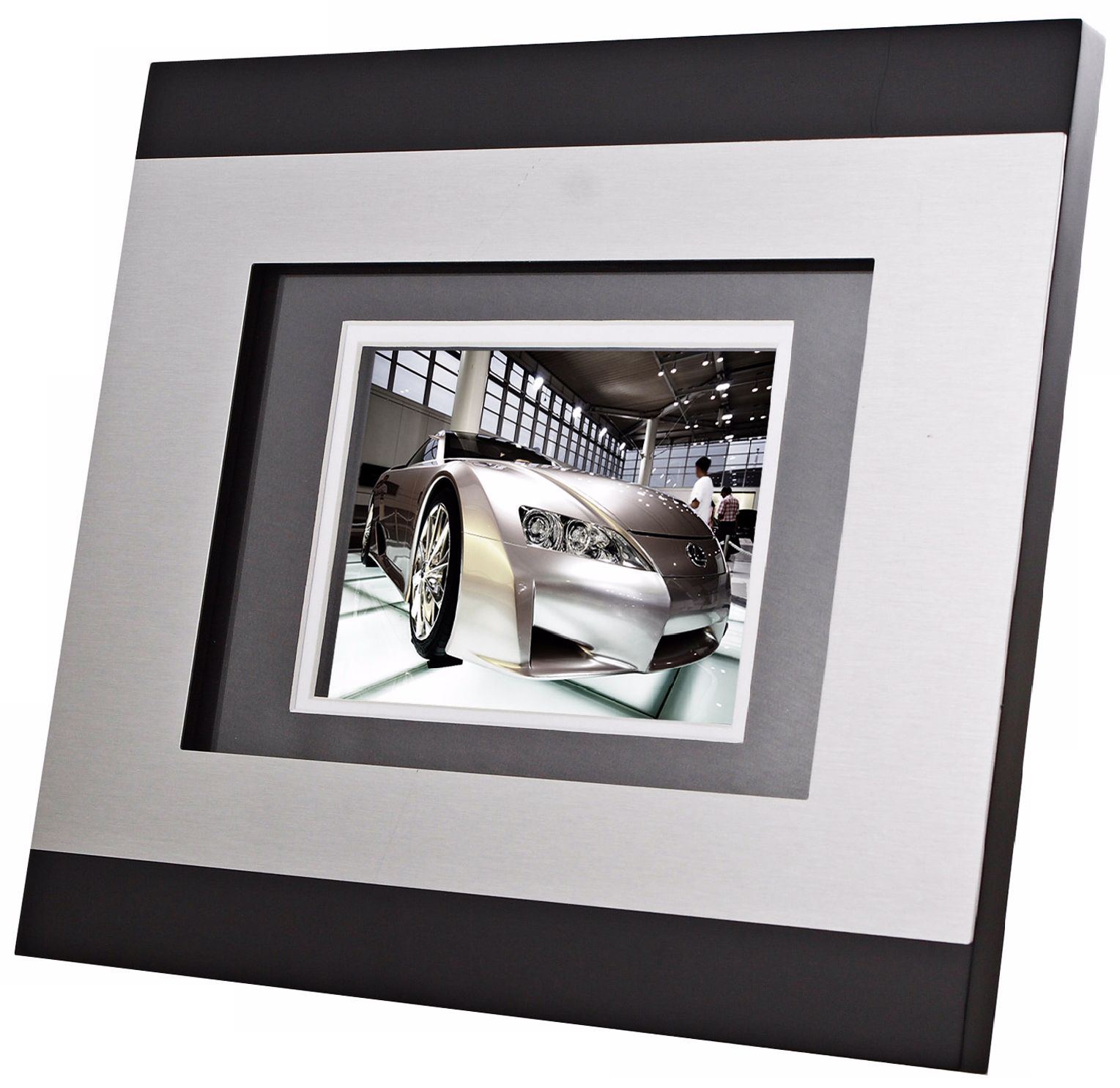 Tao Electronics Brushed Silver and Black Digital Photo Frame