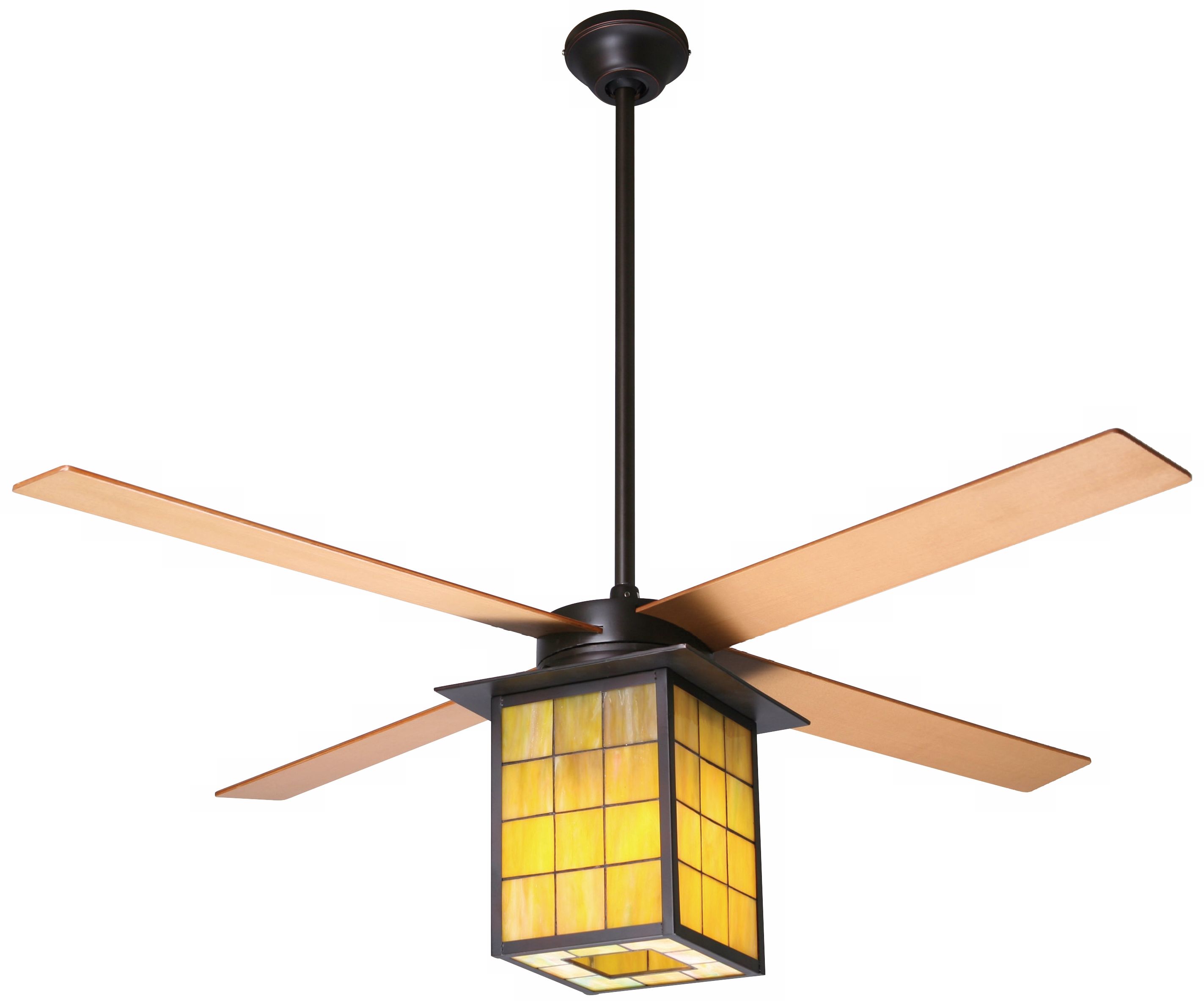 52" Library Rubbed Bronze and Stained Glass Ceiling Fan