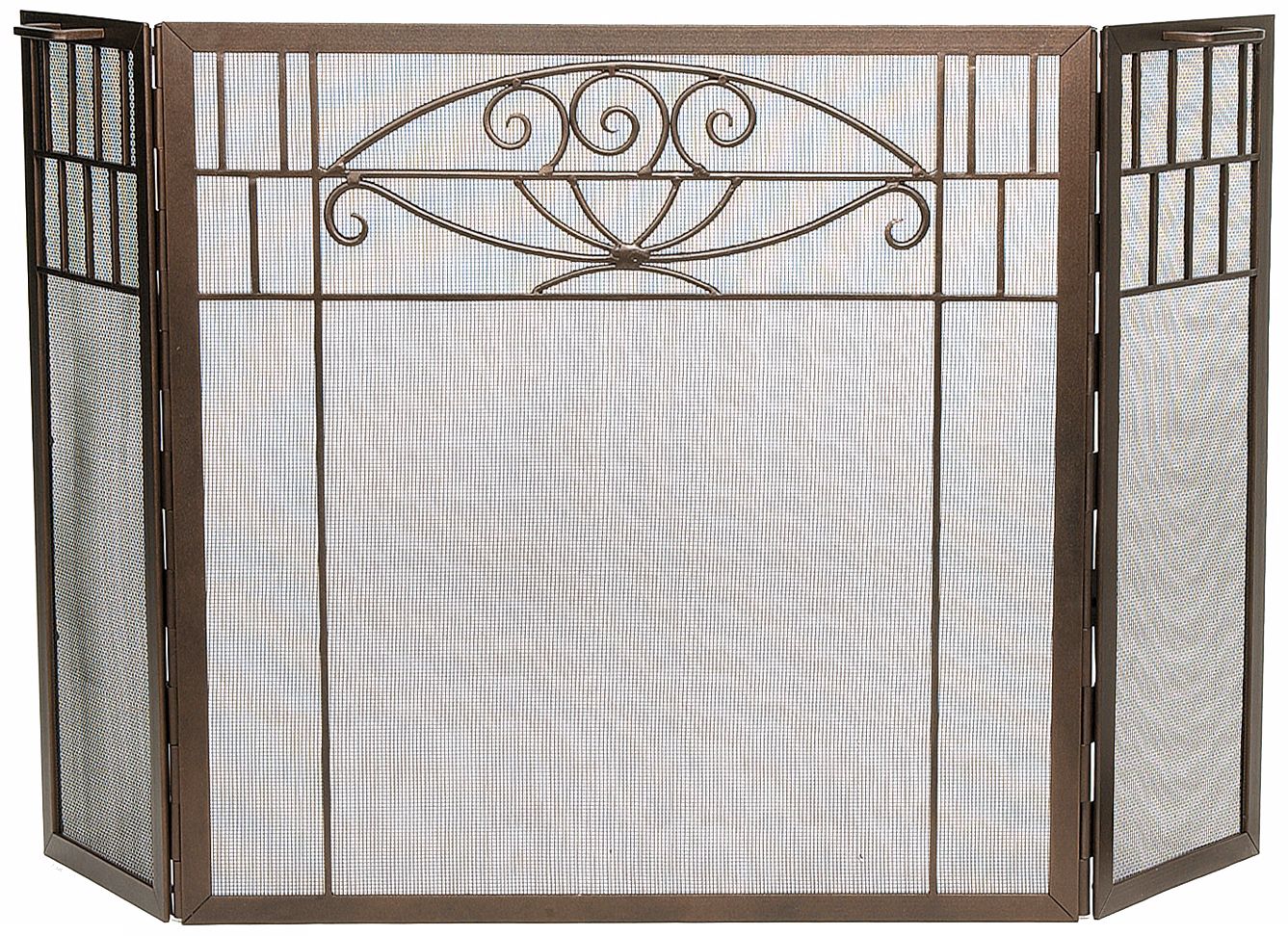 Roman Bronze Mission Scrolls Folding Fireplace Screen
