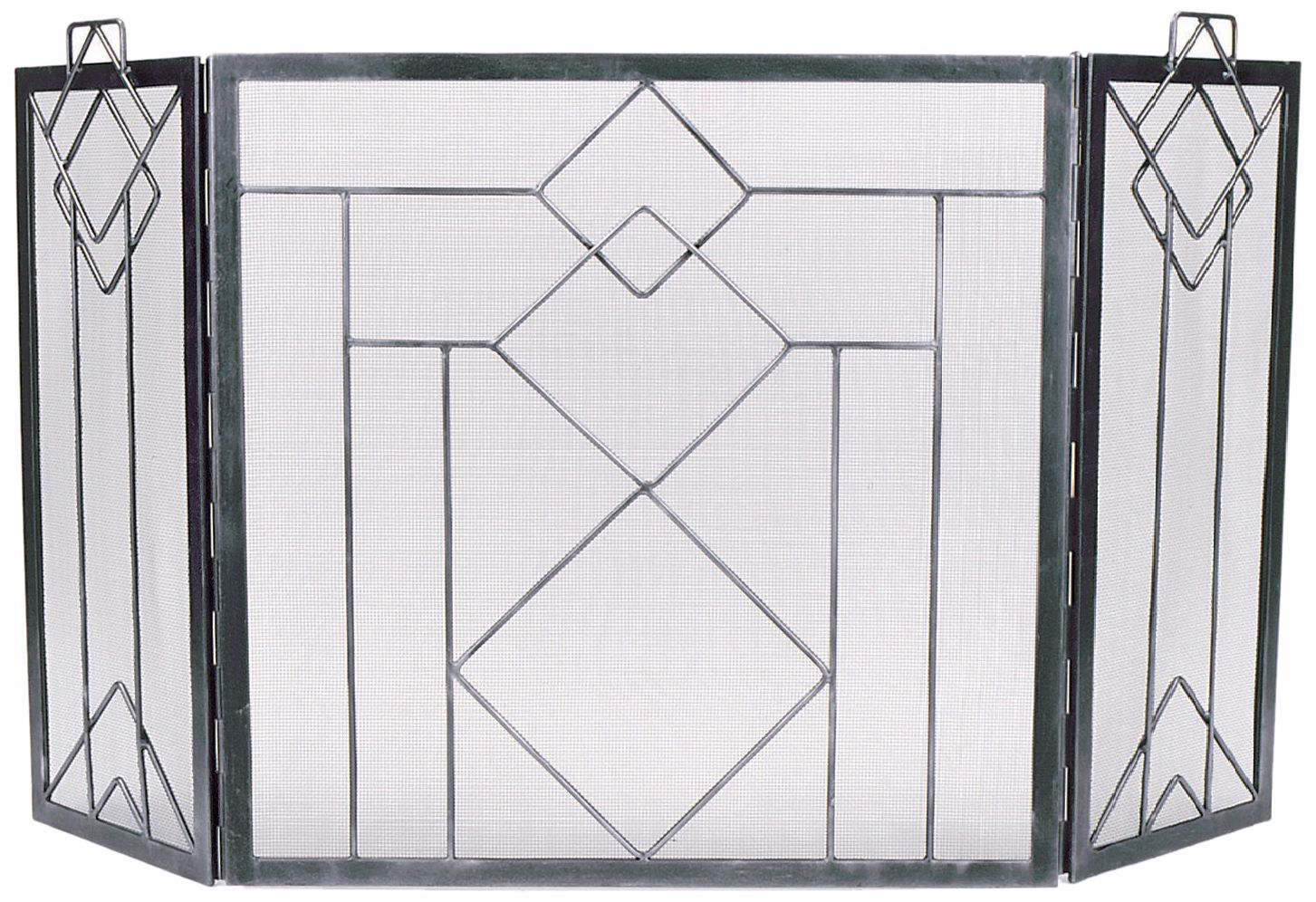 Windowpane Wrought Iron Folding Fireplace Screen