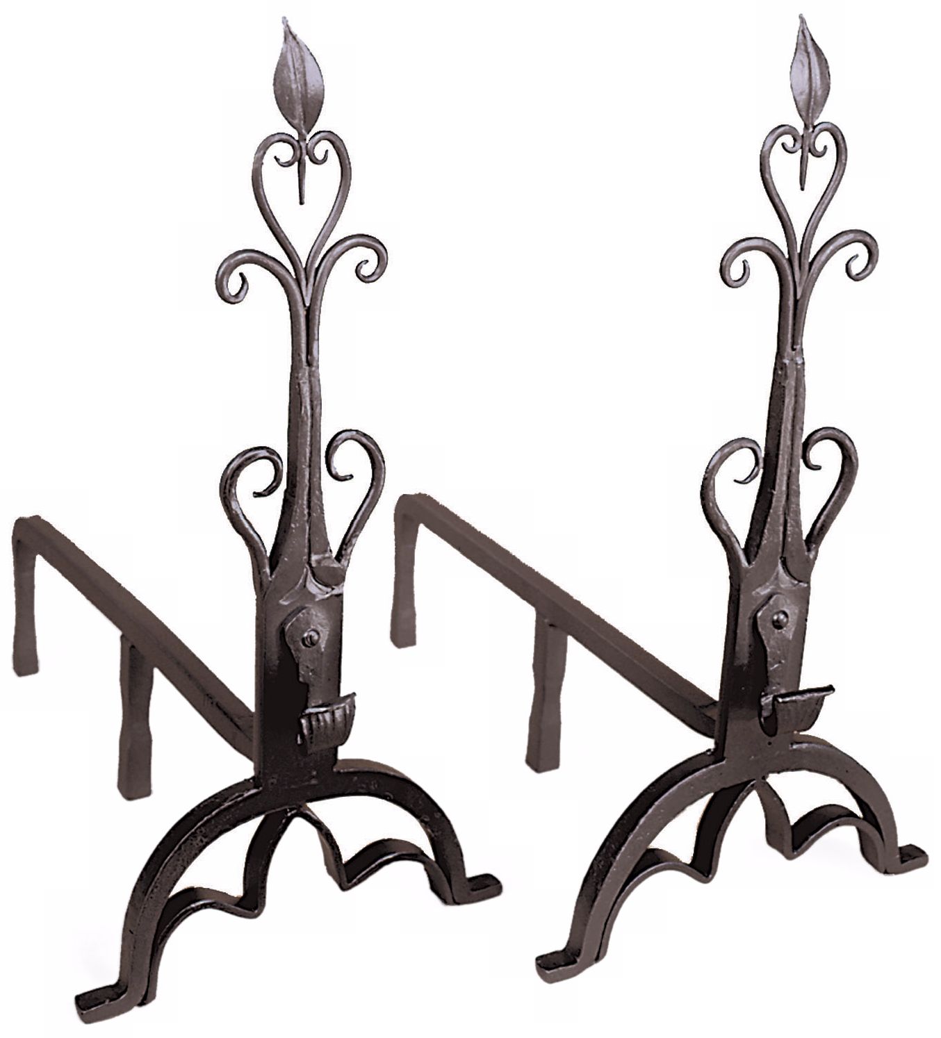 Set of Two Basilica Wrought Iron Andirons L0010