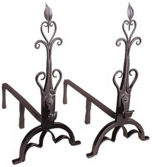 Set of Two Basilica Wrought Iron Andirons L0010