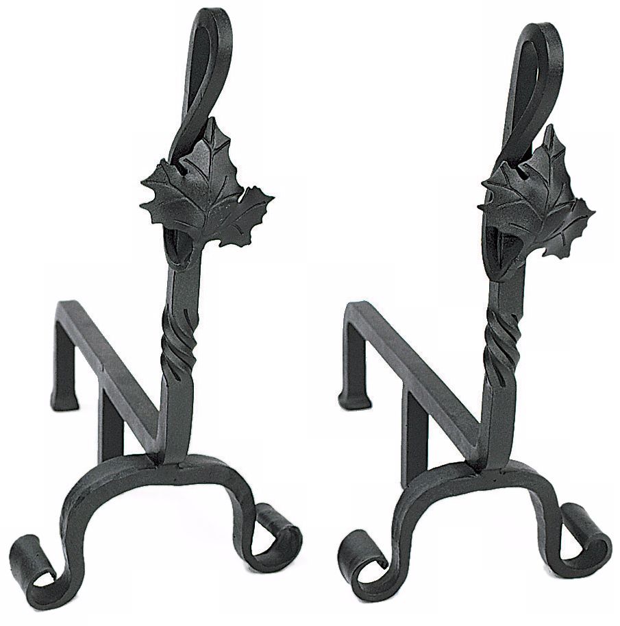 Set of Two Leaf Wrought Iron Andirons L0012