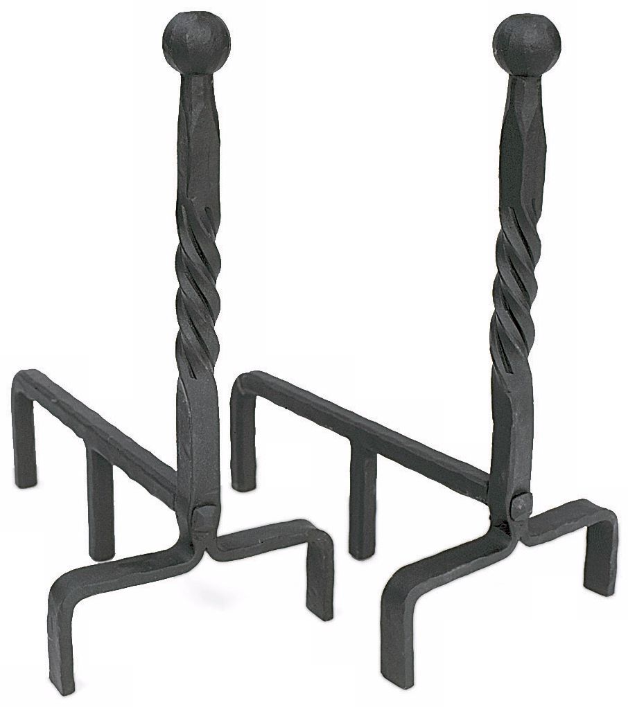 Set of Two Ball and Twist Wrought Iron Andirons L0017