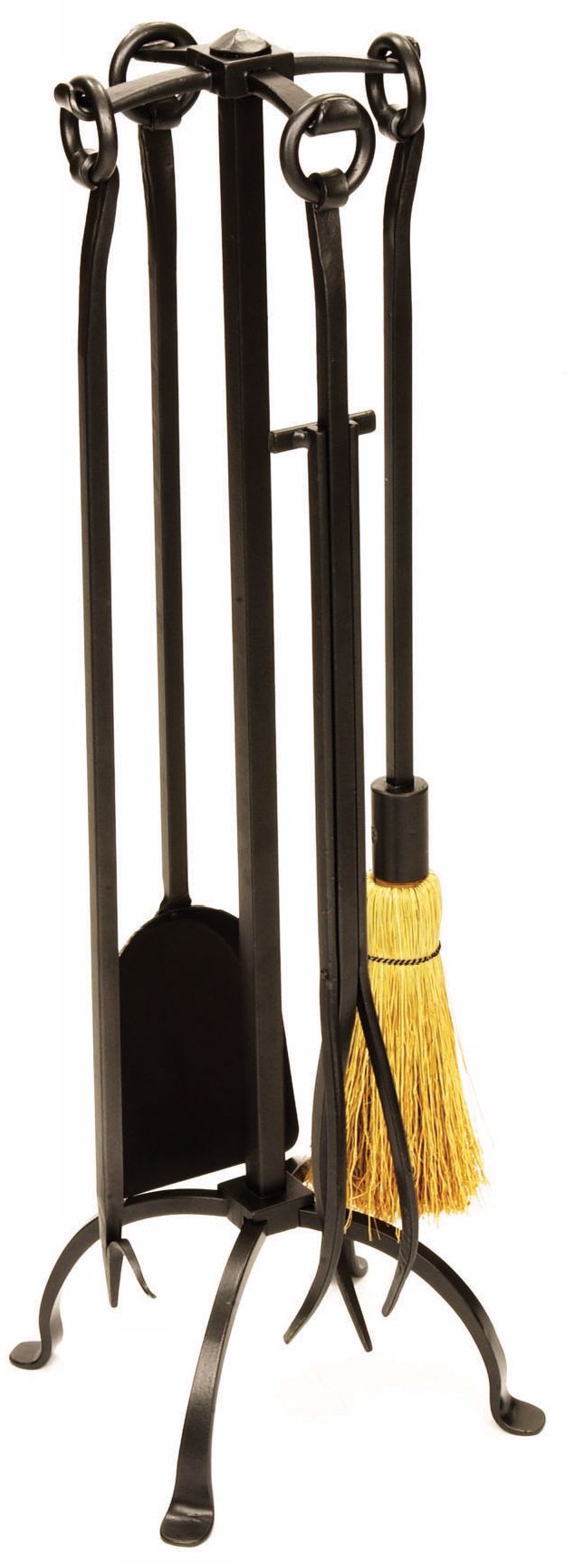 English Cottage Black 4 Piece Fireplace Tool Set with Stand L0018