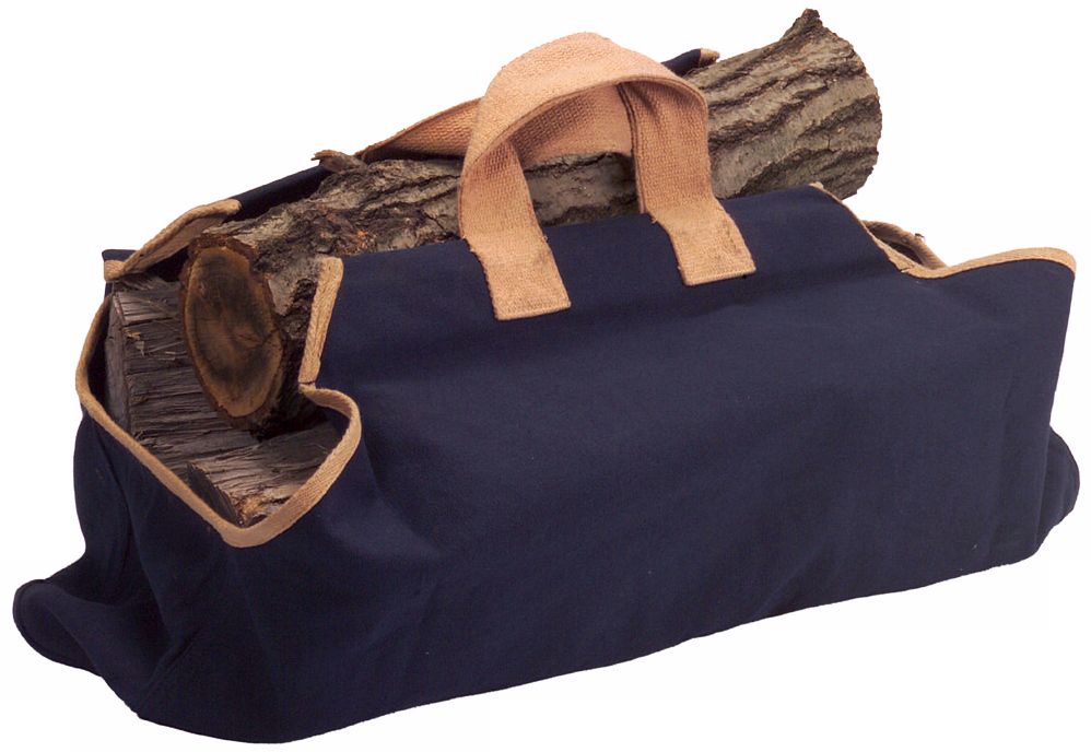 Navy with Tan Canvas Bag Log Carrier