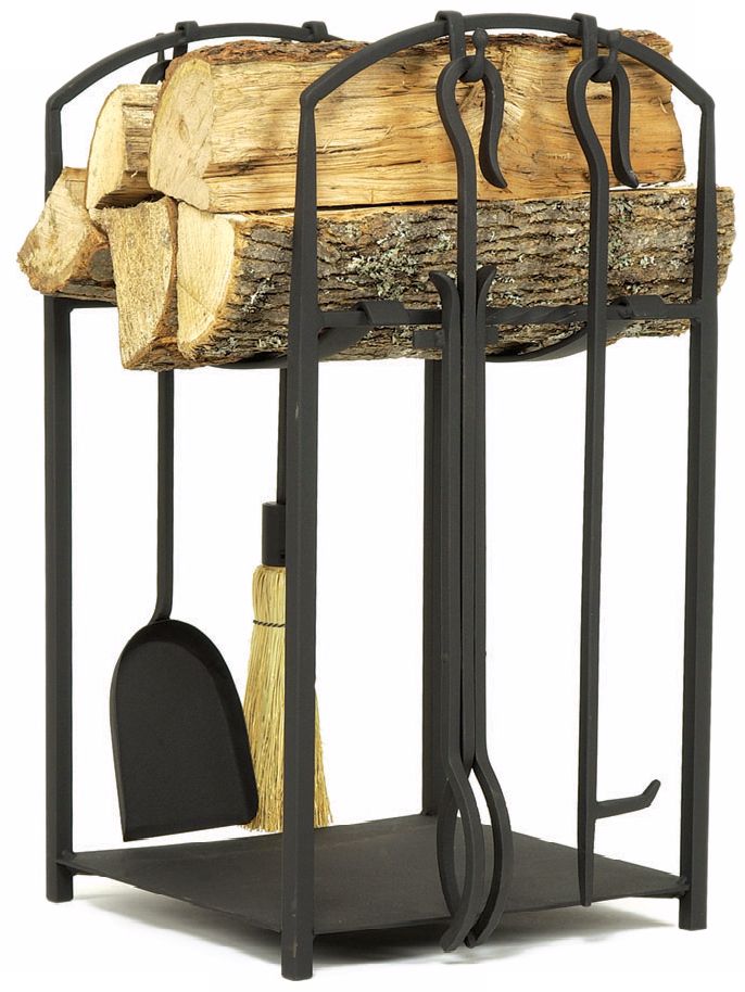 Arch Black Finish 32 High Log Stand and Tool Set L0100
