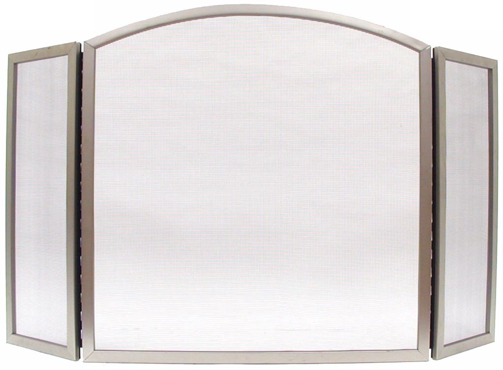 Arched Brushed Steel Folding Fireplace Screen