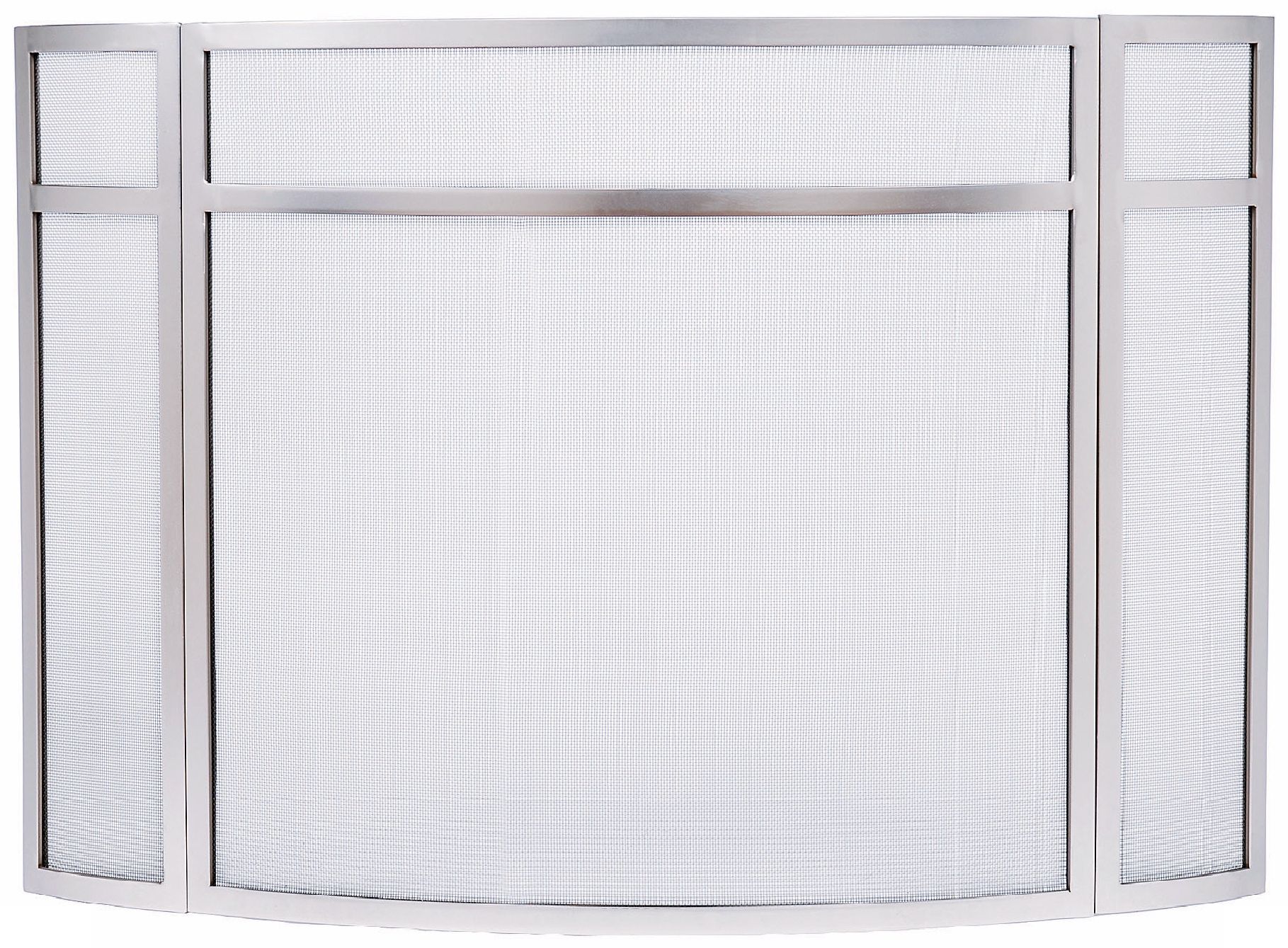Curved Brushed Steel Folding Fireplace Screen