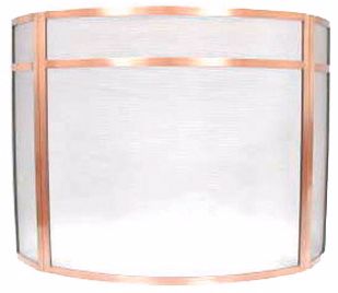 Curved Antique Copper Folding Fireplace Screen