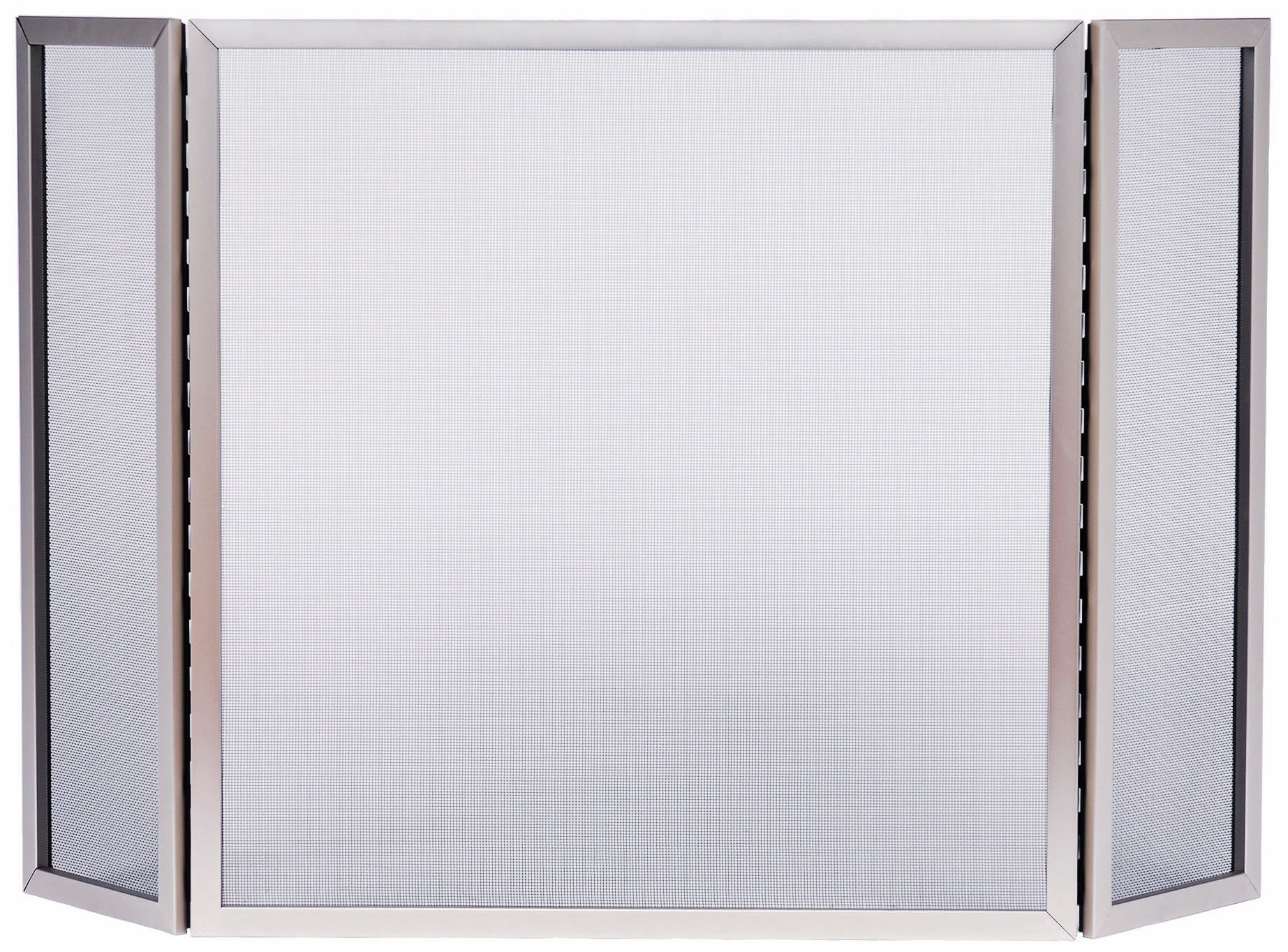 Square Brushed Steel Folding Fireplace Screen